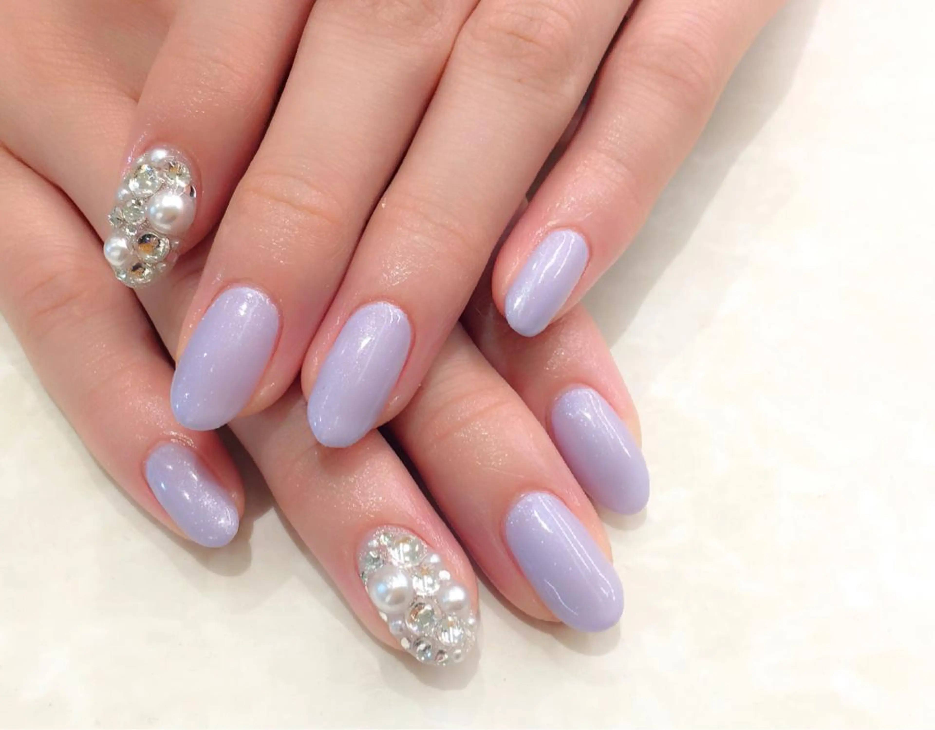 ネイル マツエク・マツパ パープル ストーンネイル Yuriko Omi パラジェル/渋谷のネイルデザイン