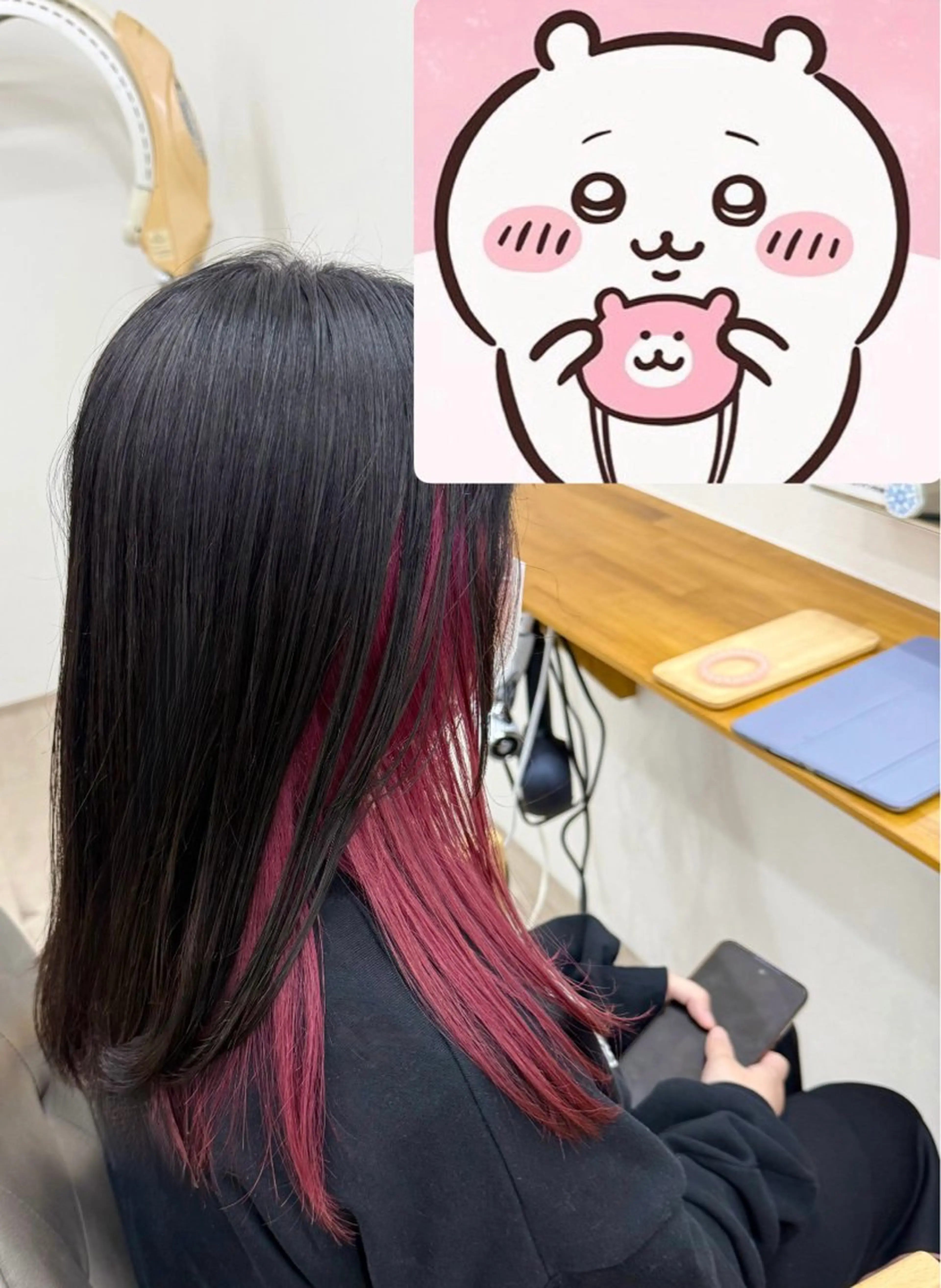 ロング カット ヘアカラー ちほ/顔周りレイヤー /ベージュカラーのヘアスタイル