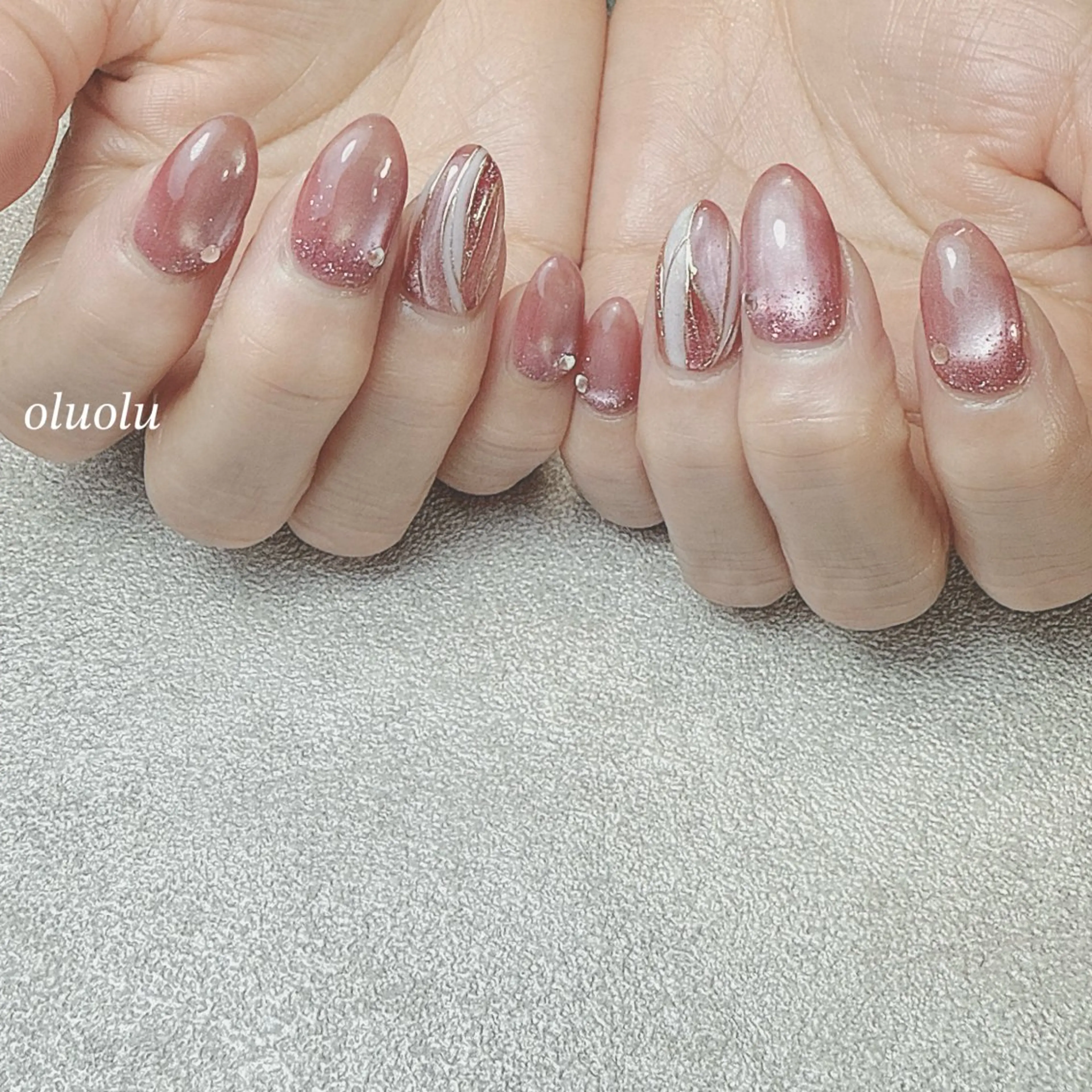 ネイル アートネイル フラッシュネイル フットネイル マグネットネイル ピンク ハンドネイル 大村 紬華のネイルデザイン