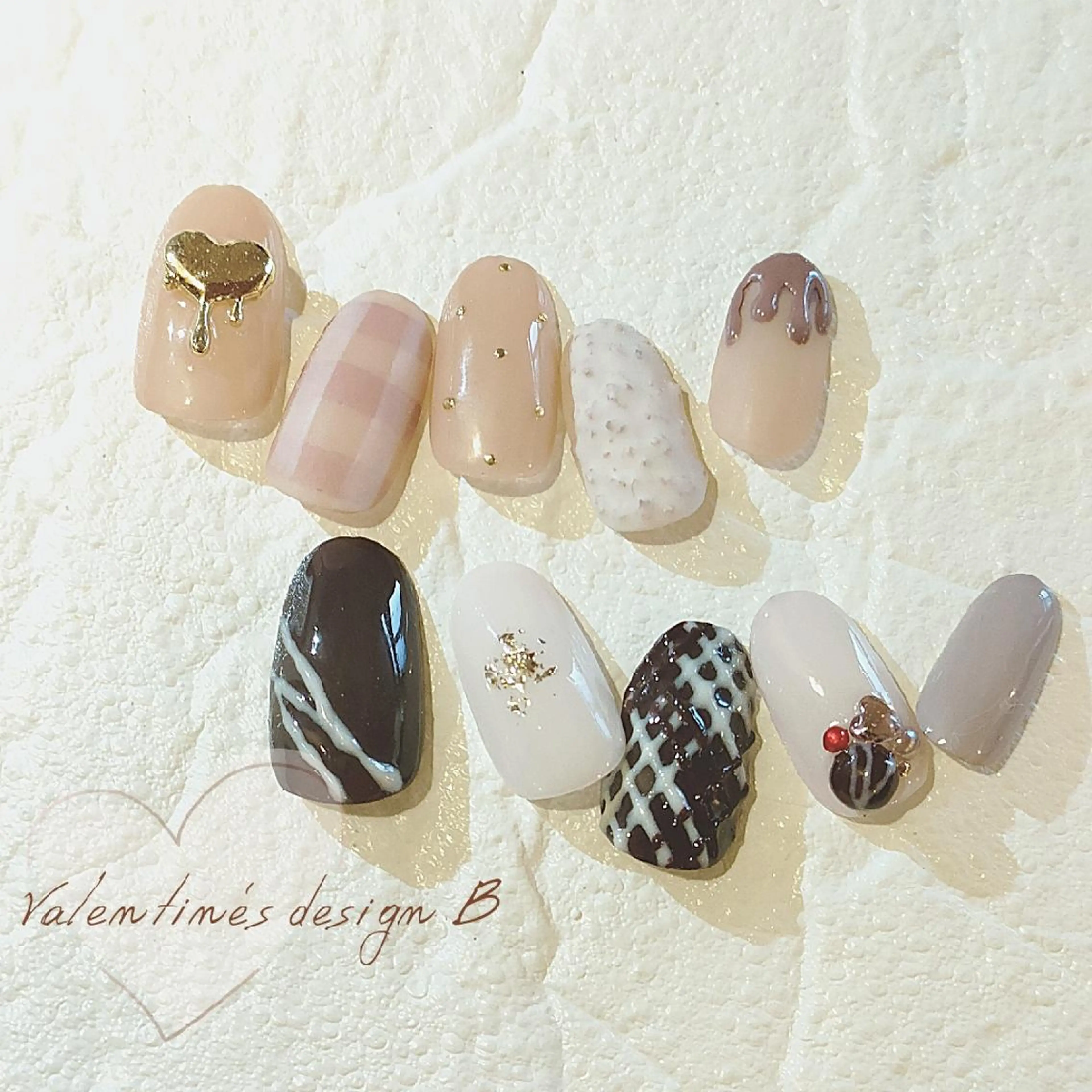 ネイル ハート バレンタイン 冬ネイル marusalo nailのネイルデザイン