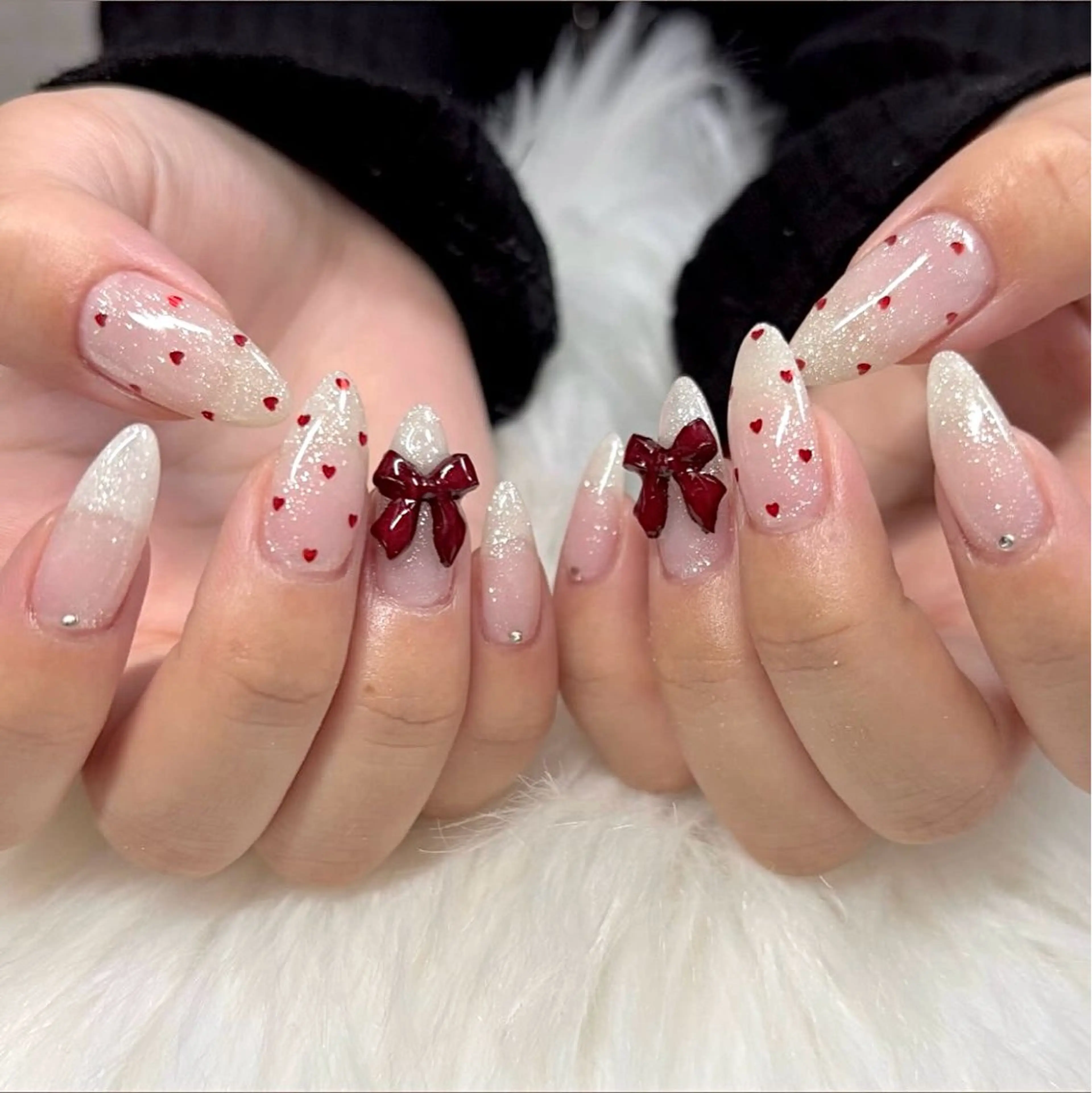 ネイル アートネイル 長さ出し ジェルネイル ガーリー ハート ハンドネイル KIM キムのネイルデザイン