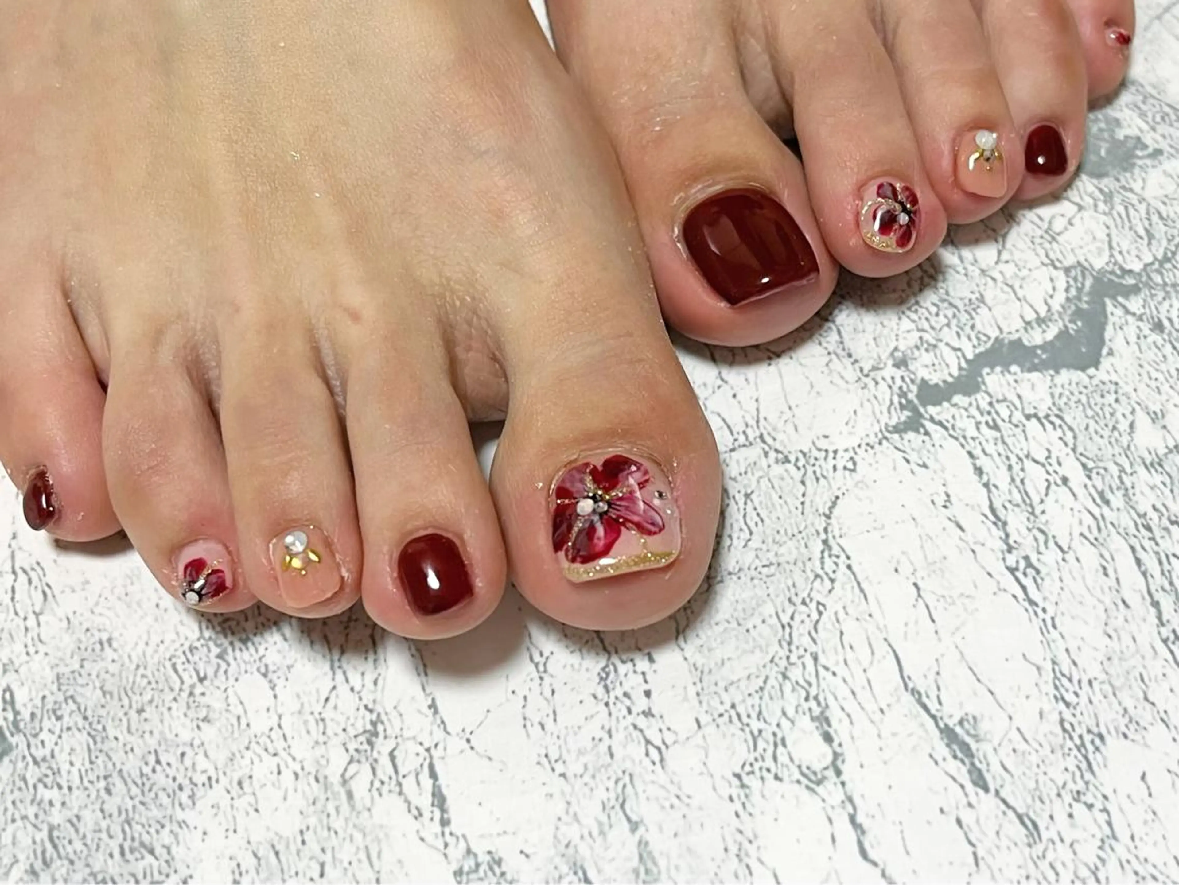 ネイル フラワーネイル フットネイル ニュアンスネイル シンプルネイル 春ネイル ネイル フフラ所属・nail fufla ♡yamane♡のネイルデザイン