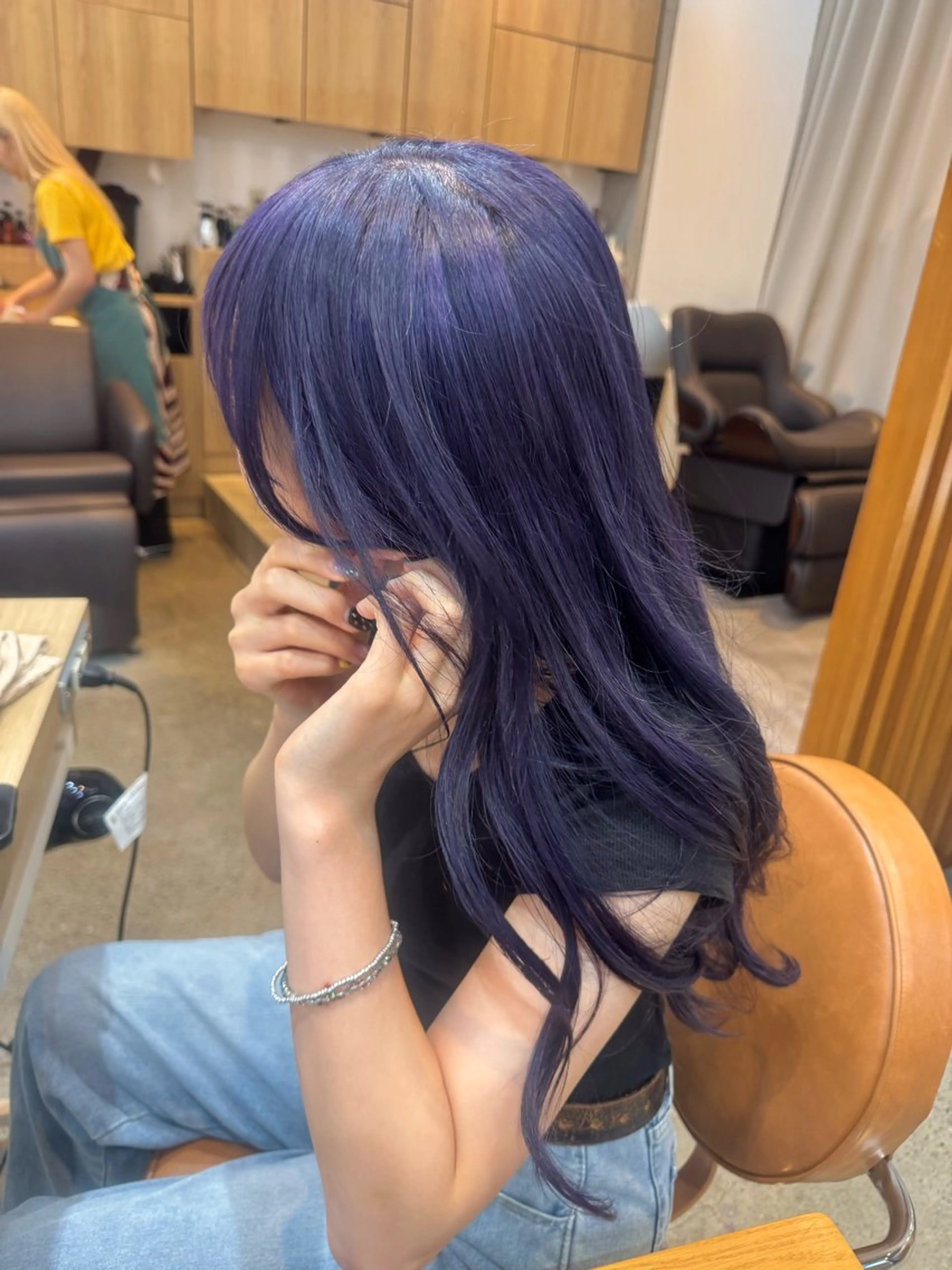 ミディアム カラー ブルーカラー ブルーラベンダー ラベンダーカラー ヘアカラー 🫧髪質改善/Wカラ ー 暖色 🌸桜🌸のヘアスタイル