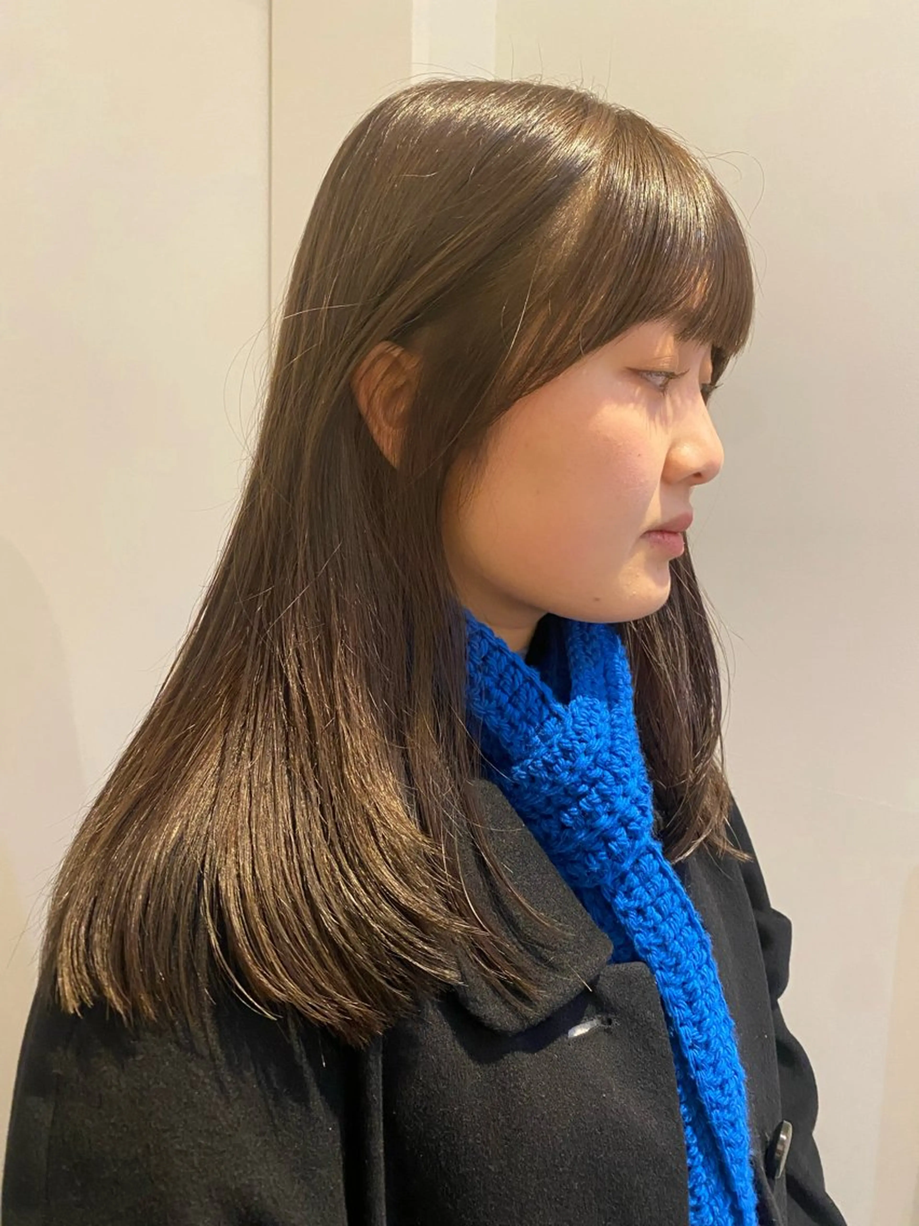 ミディアム カラー ベージュカラー オリーブベージュ 永田 愛莉のヘアスタイル