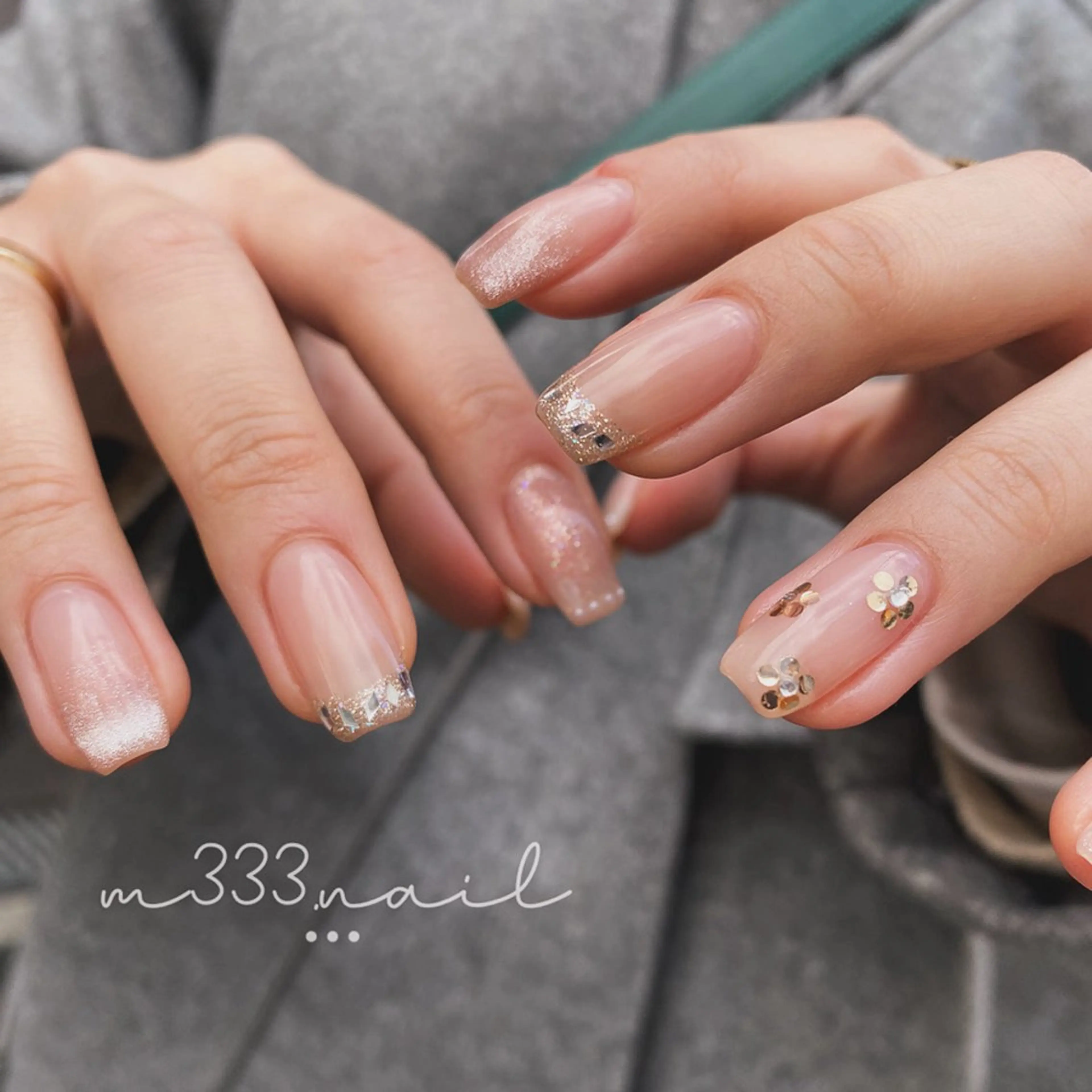 ネイル フラワーネイル フレンチネイル ガーリー ガラスフレンチ マグネットネイル ハンドネイル hair  MILE.所属・MILE. mukonosouのネイルデザイン