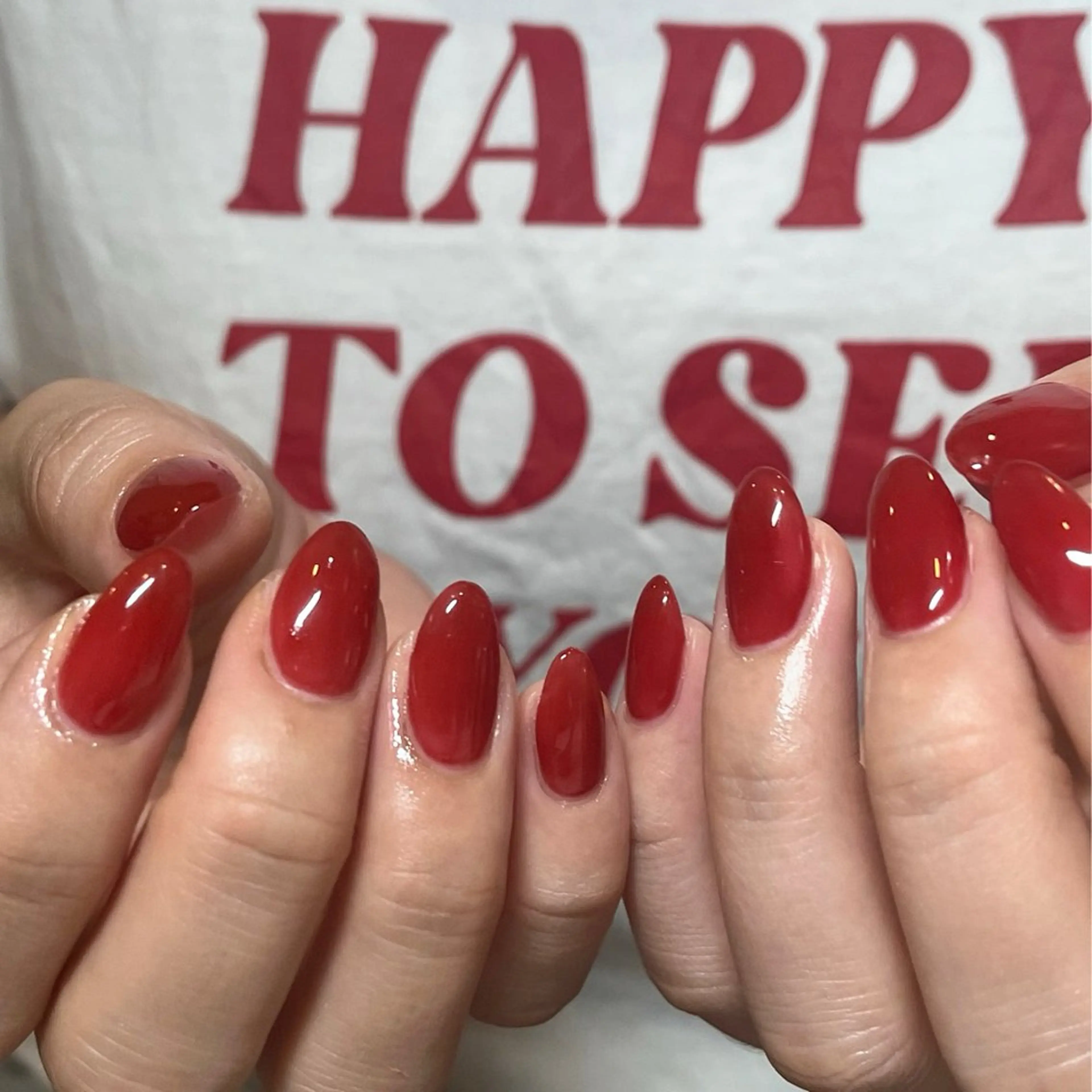 ネイル ワンカラーネイル 赤色 シンプルネイル ハンドネイル share salon reir　(ルレイル)所属・rio nailのネイルデザイン