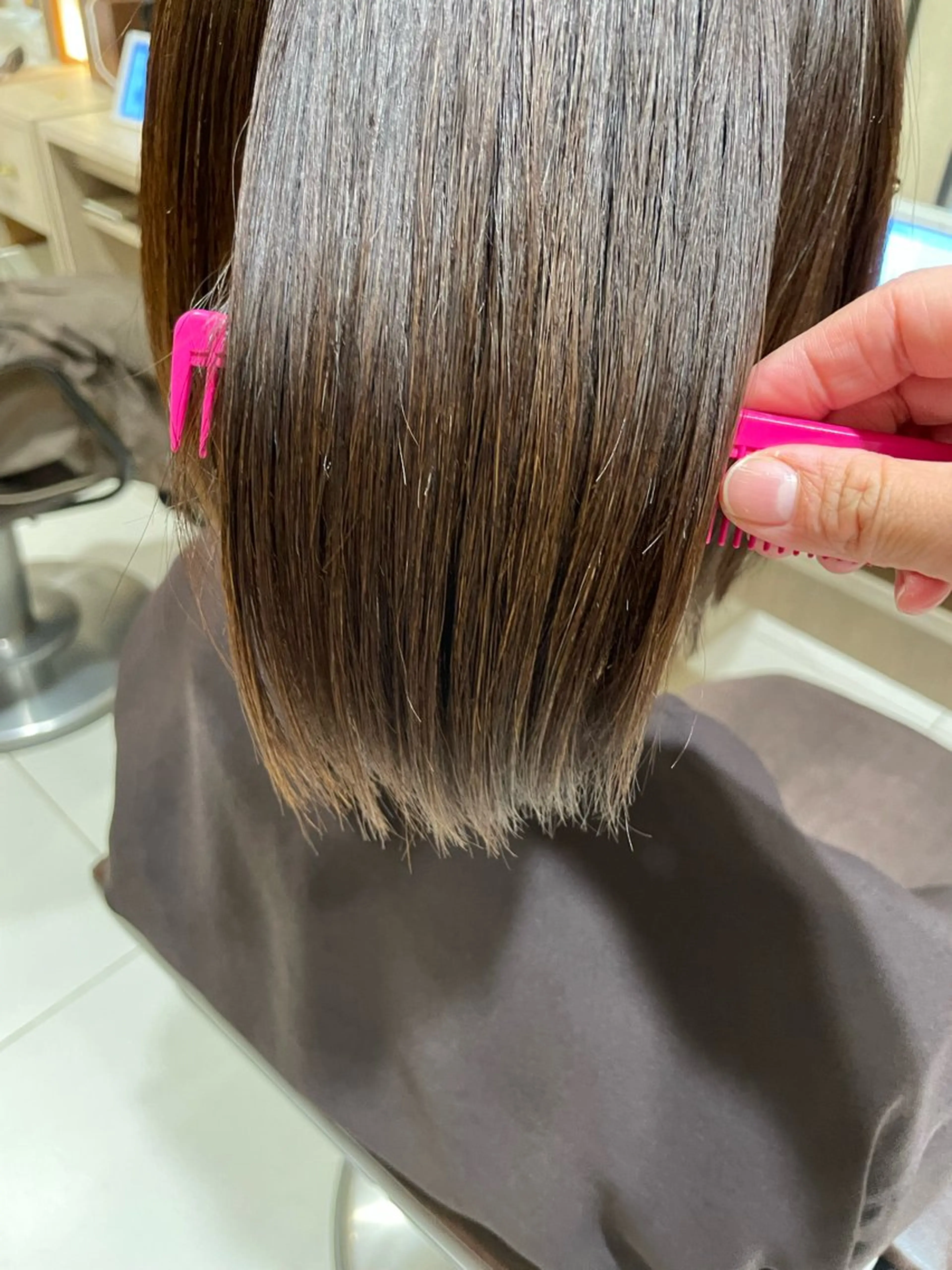 ミディアム パーマ ボブ 髪質改善 縮毛矯正 トリートメント ストレートパーマ 鶴岡で縮毛矯正なら お任せ！ハヤシナオミのヘアスタイル