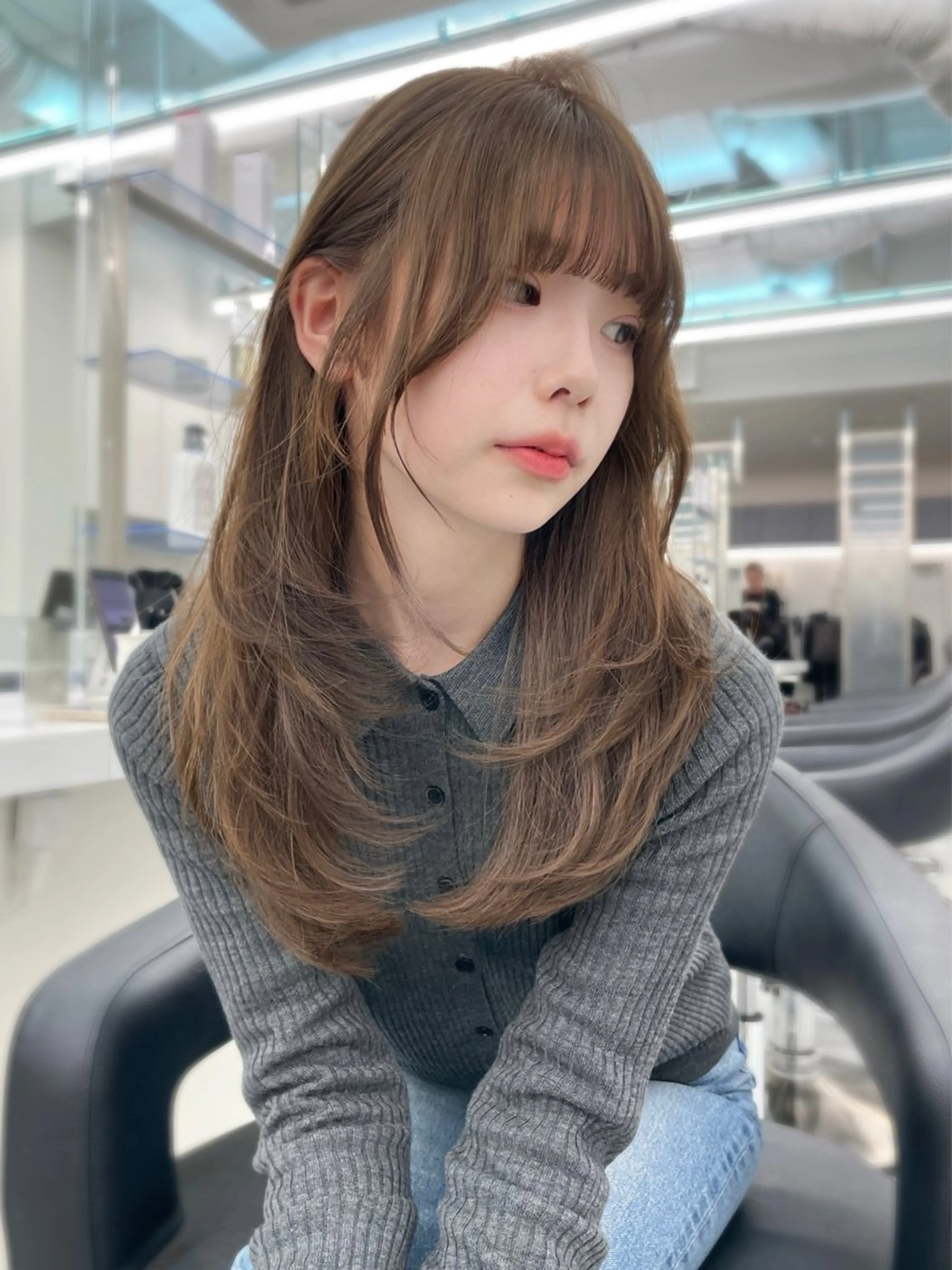 セミロング カット ヘアカラー MOE 福岡韓国ヘア✧︎のヘアスタイル