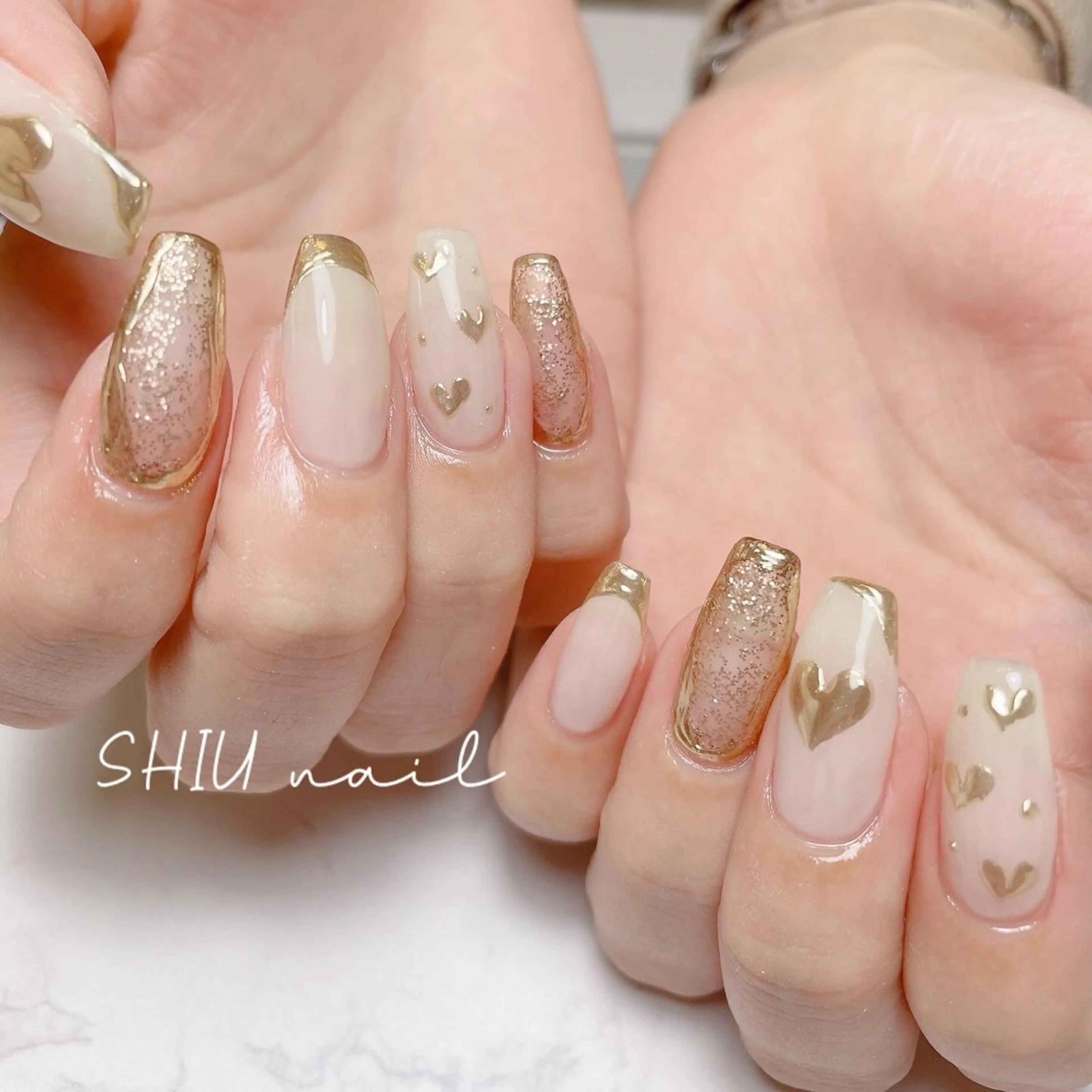 ネイル アートネイル ジェルネイル ハート マグネットネイル ミラーネイル ハンドネイル 那覇🏝️台湾人 ネイリストSHIUのネイルデザイン