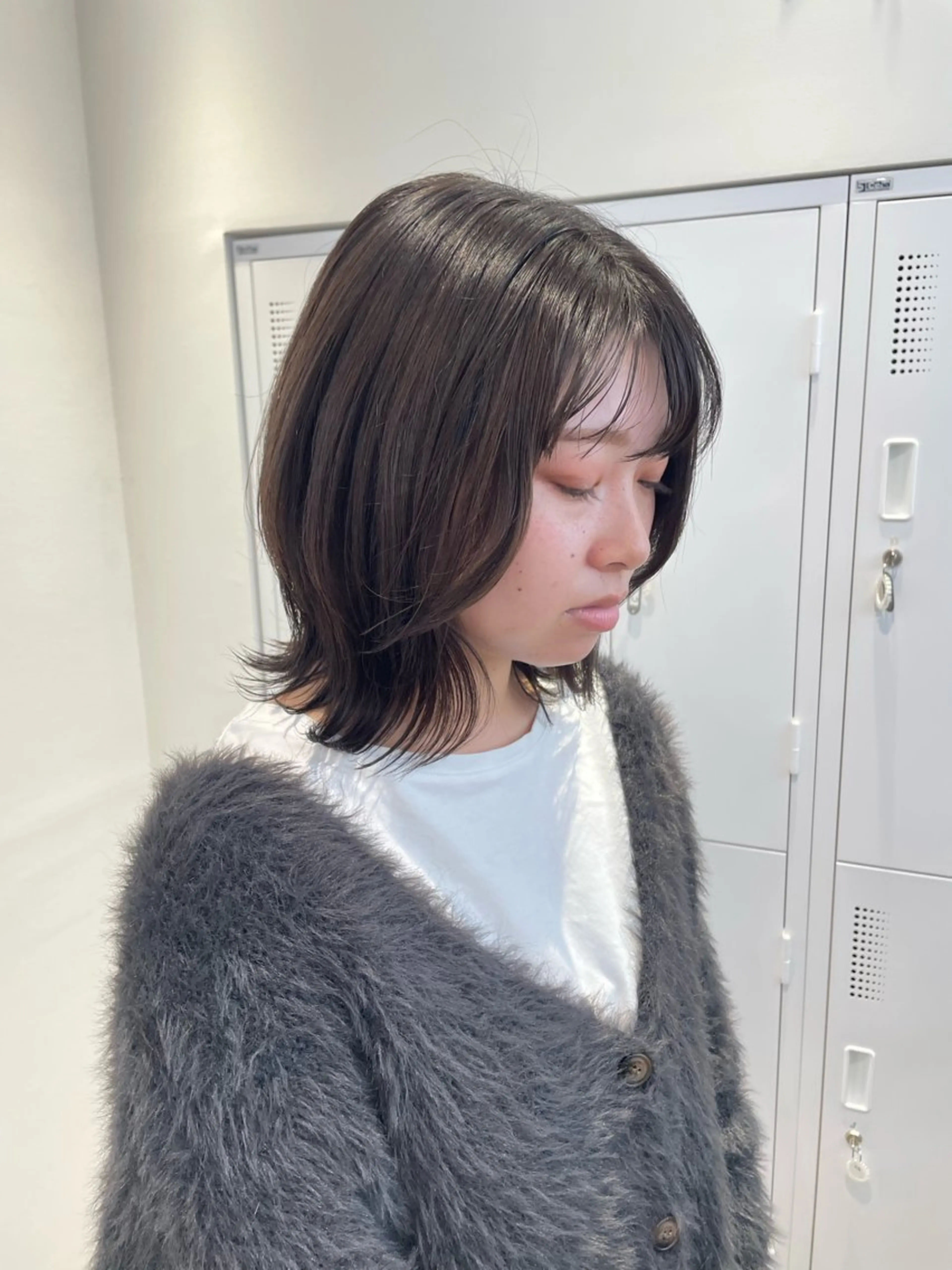 ミディアム カラー ボブレイヤー ボブ レイヤーカット カット ヘアカラー hair'sBEAU LiEn所属・山本 愛永のヘアスタイル