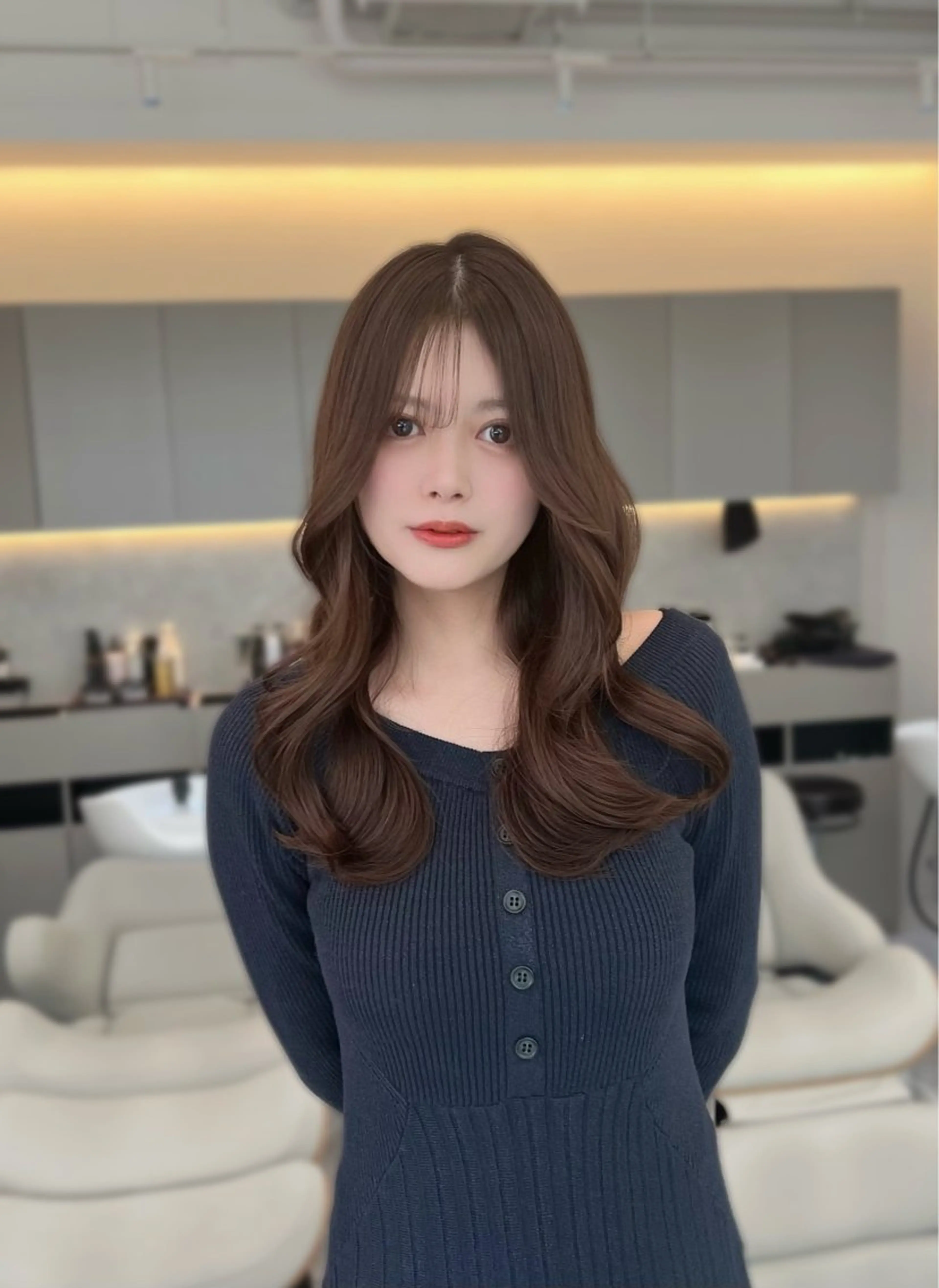 セミロング カット ヘアカラー 顔周りカット/髪質 改善/透明感カラーのヘアスタイル