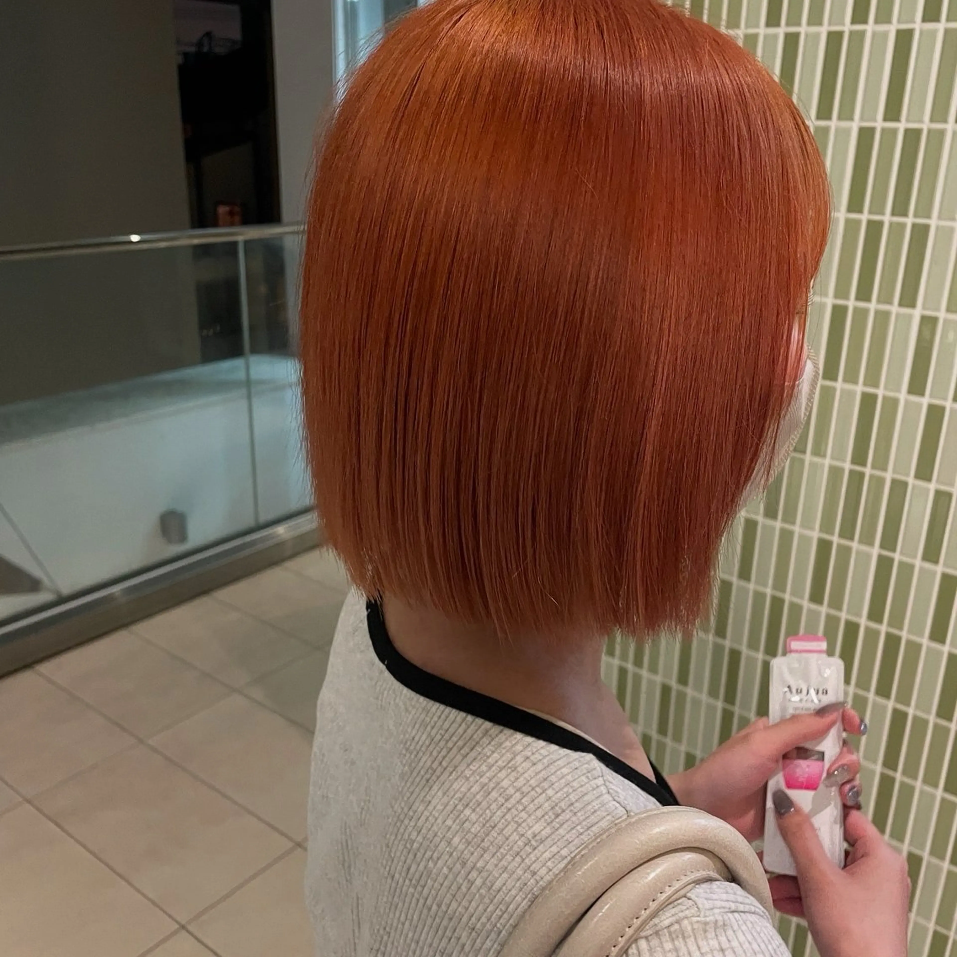 ショート カラー オレンジ ボブ MASHIRO💎 天神/大名のヘアスタイル
