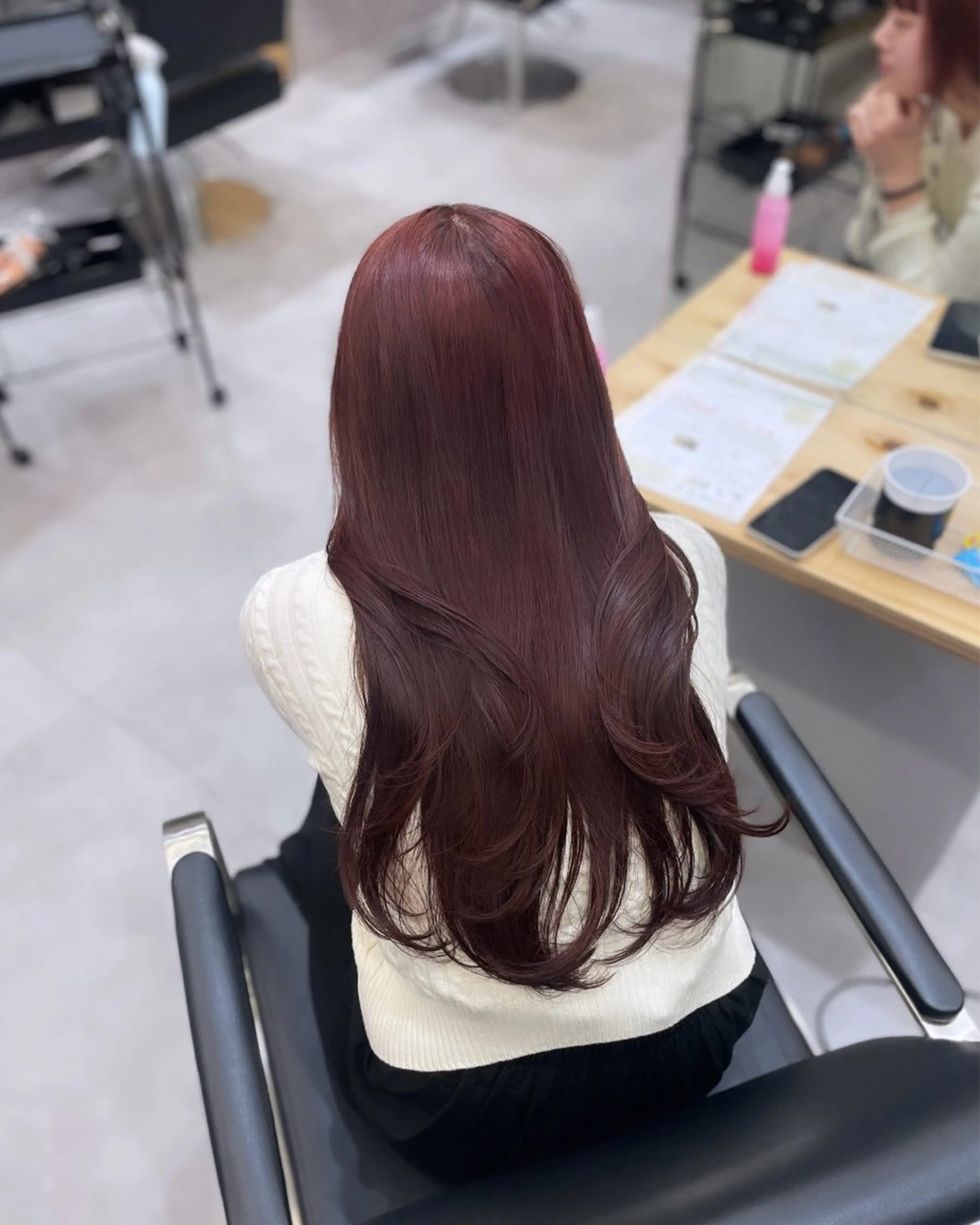 ロング カラー ブリーチ ダブルカラー ブリーチなしカラー レッドカラー ヘアカラー Rui/透明感カラー 暖色/レイヤーカットのヘアスタイル