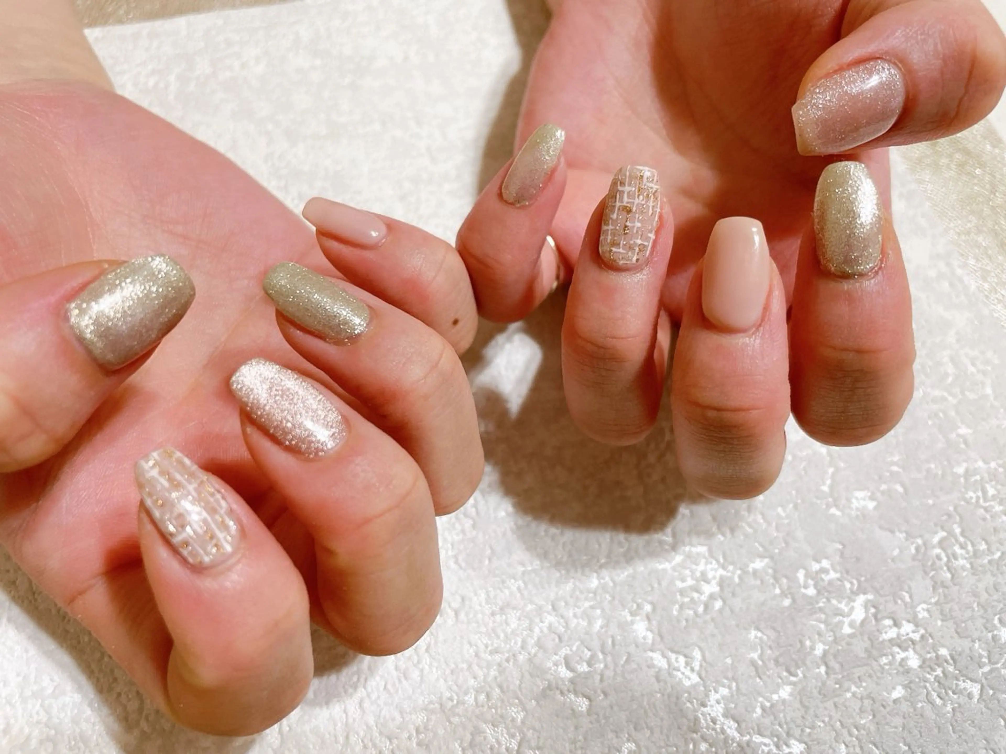 ネイル ジェルネイル 韓国ネイル パラジェル ツイードネイル 冬ネイル ハンドネイル kikinail 溝の口のネイルデザイン