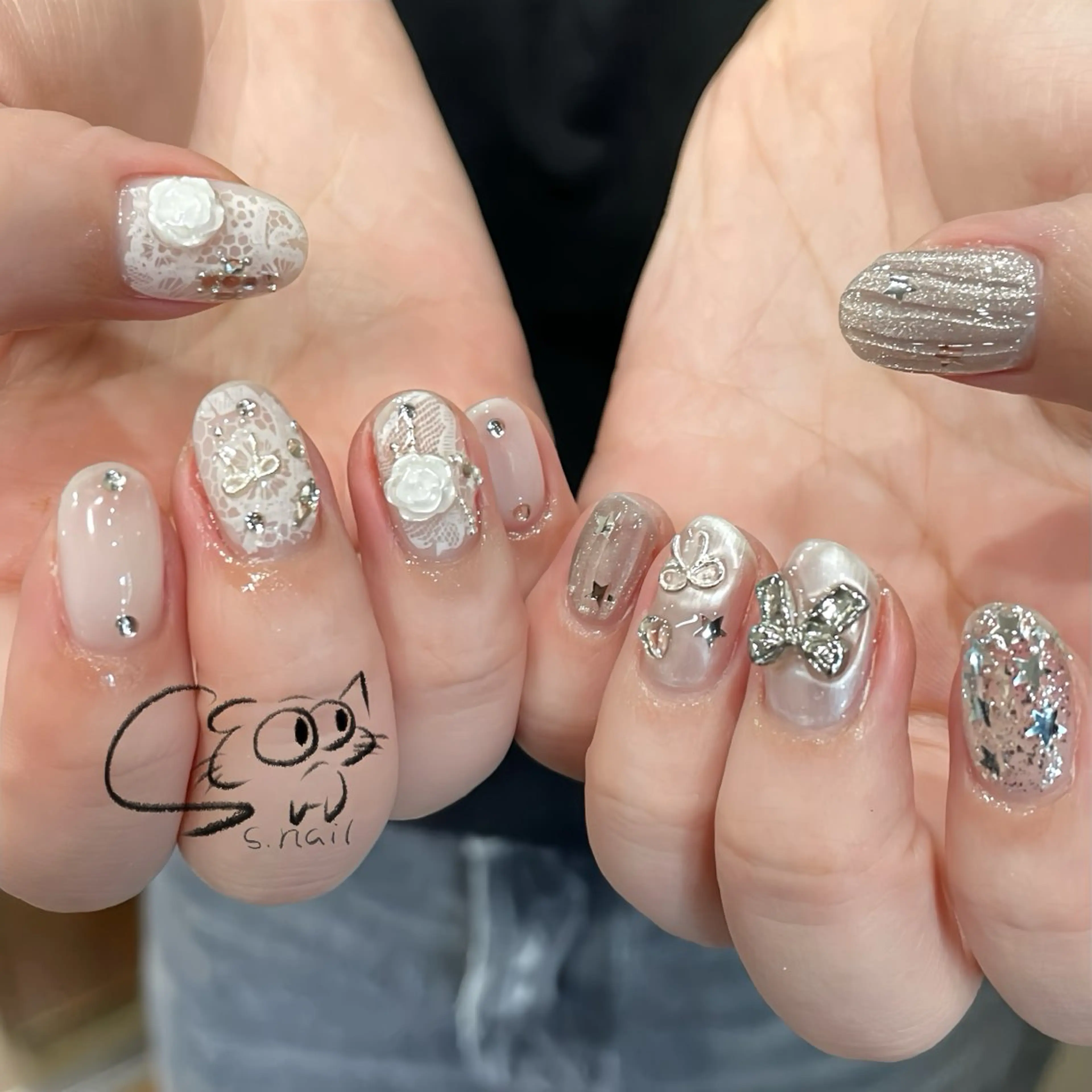 ネイル チークネイル フレンチネイル グラデーション マグネットネイル ワンカラーネイル ハンドネイル S.nail所属・S.nail _のネイルデザイン