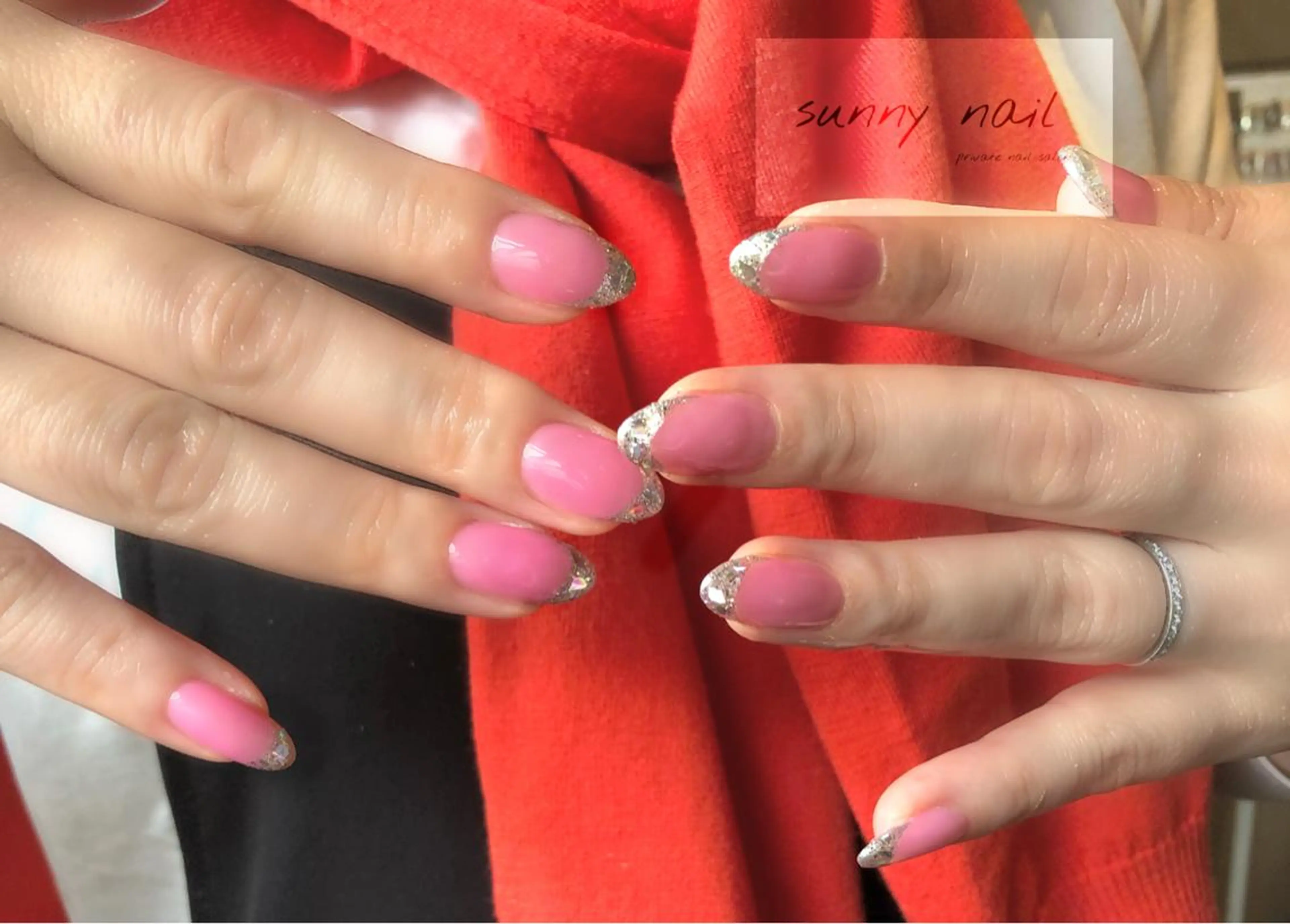 ネイル アートネイル フレンチネイル ジェルネイル ガラスフレンチ ニュアンスネイル sunny nailのネイルデザイン