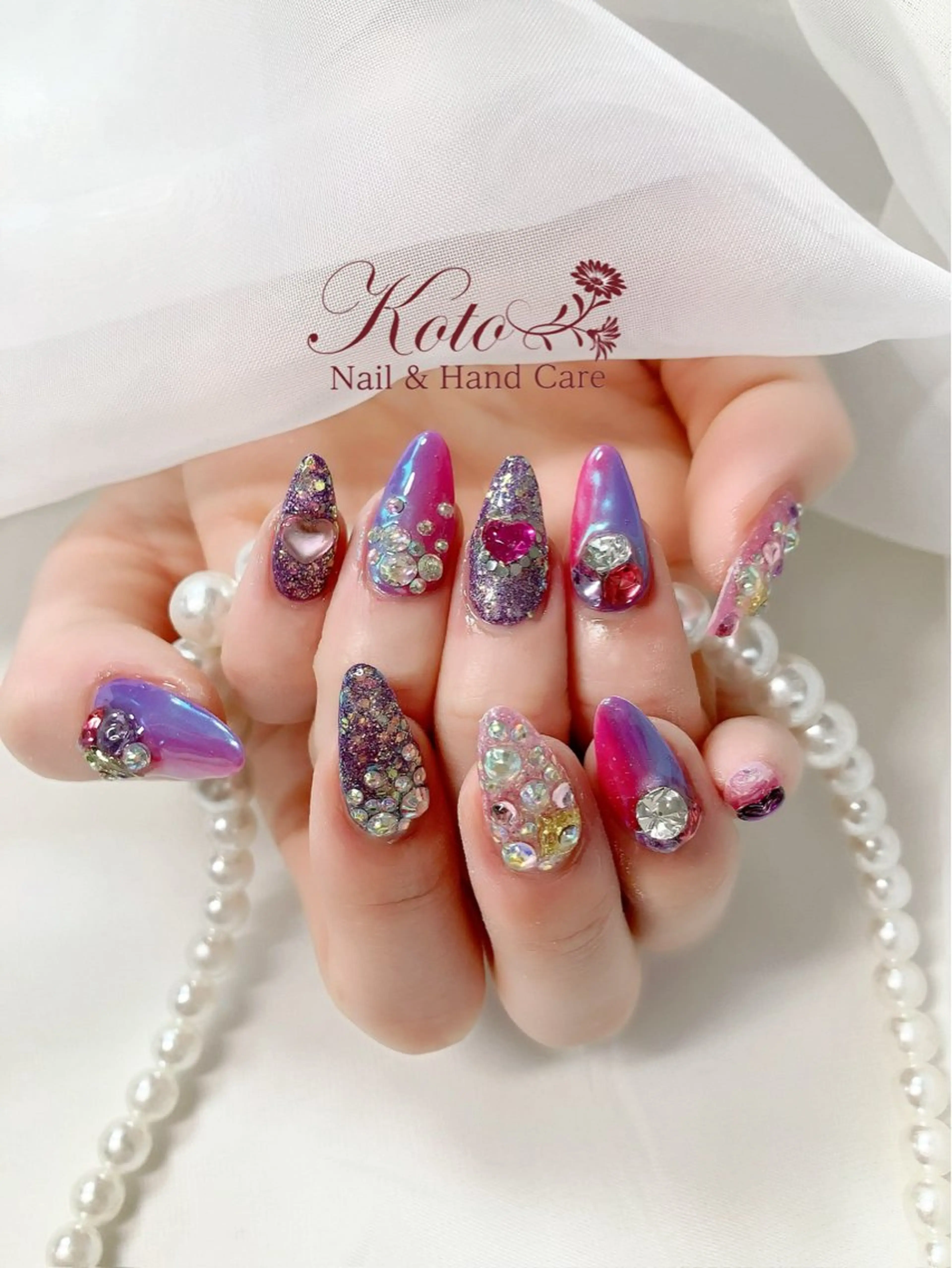 ネイル 長さ出し ジェルネイル 持ち込み ニュアンスネイル 赤色 ハンドネイル Nail Salon KOTOのネイルデザイン