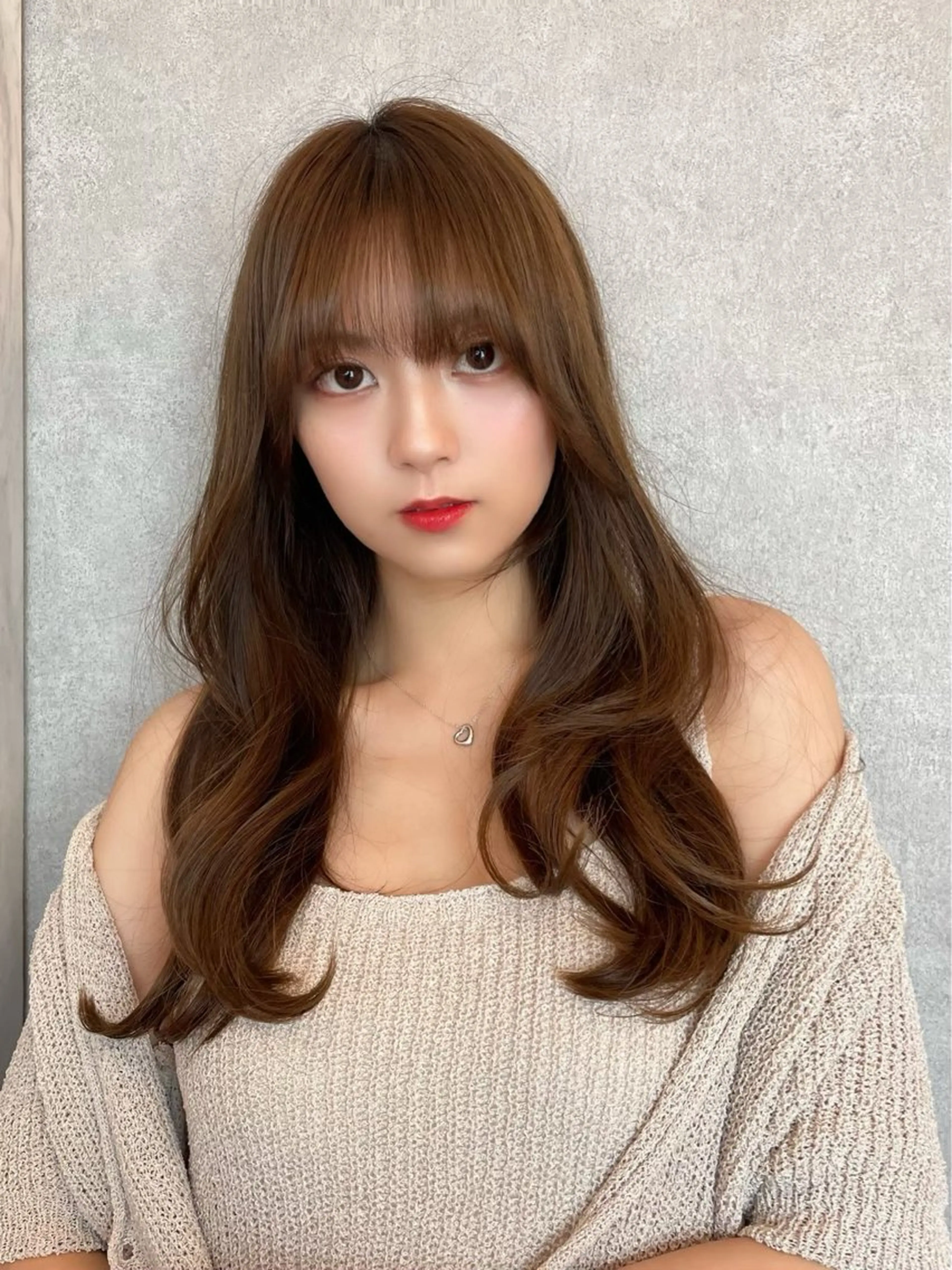 ロング カット ヘアカラー トリートメント ヘアセット 新宿/韓国レイヤー/ 顔周りカット松本美晴のヘアスタイル