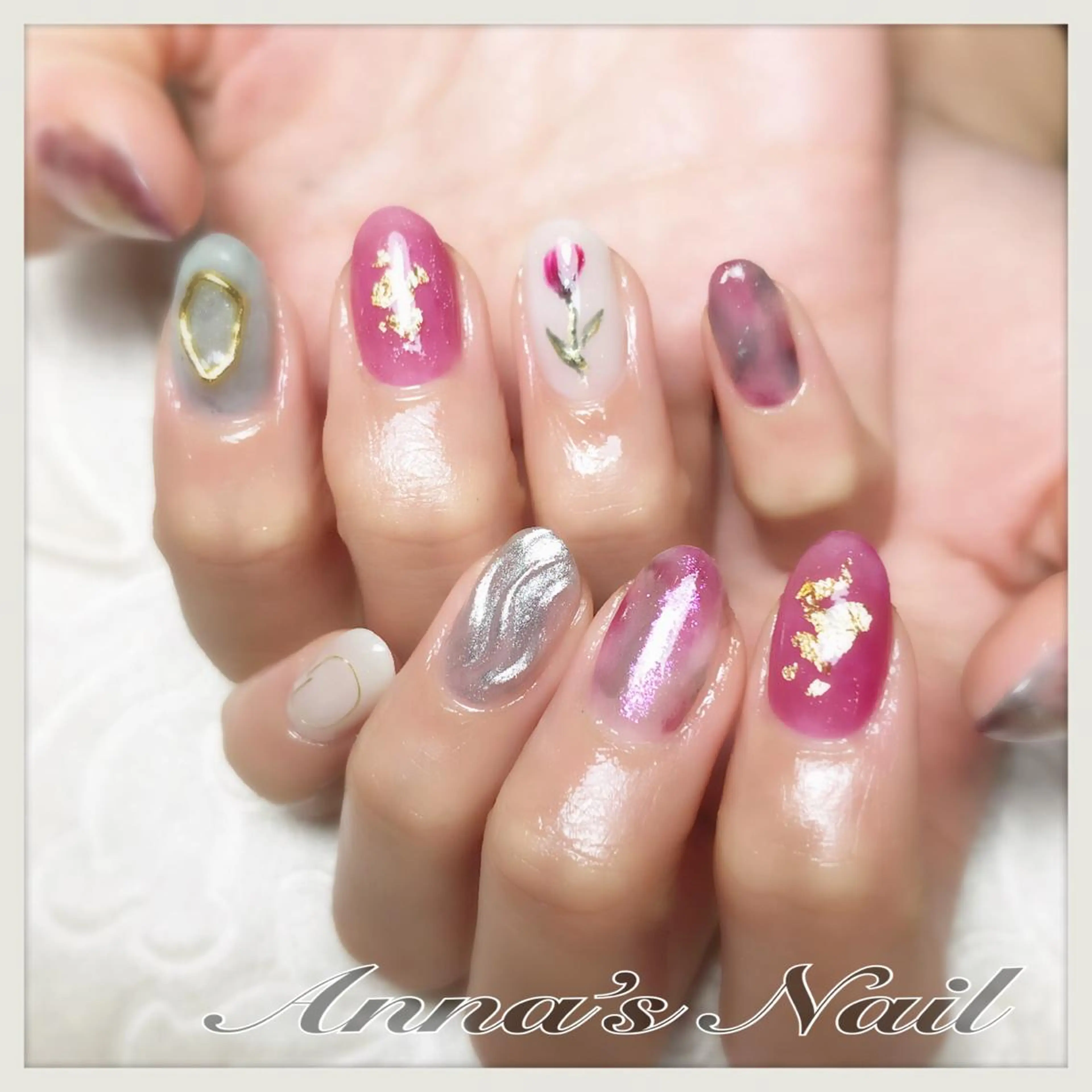 ネイル グリーン ニュアンスネイル Anna’s Nail所属・清口 杏奈のネイルデザイン