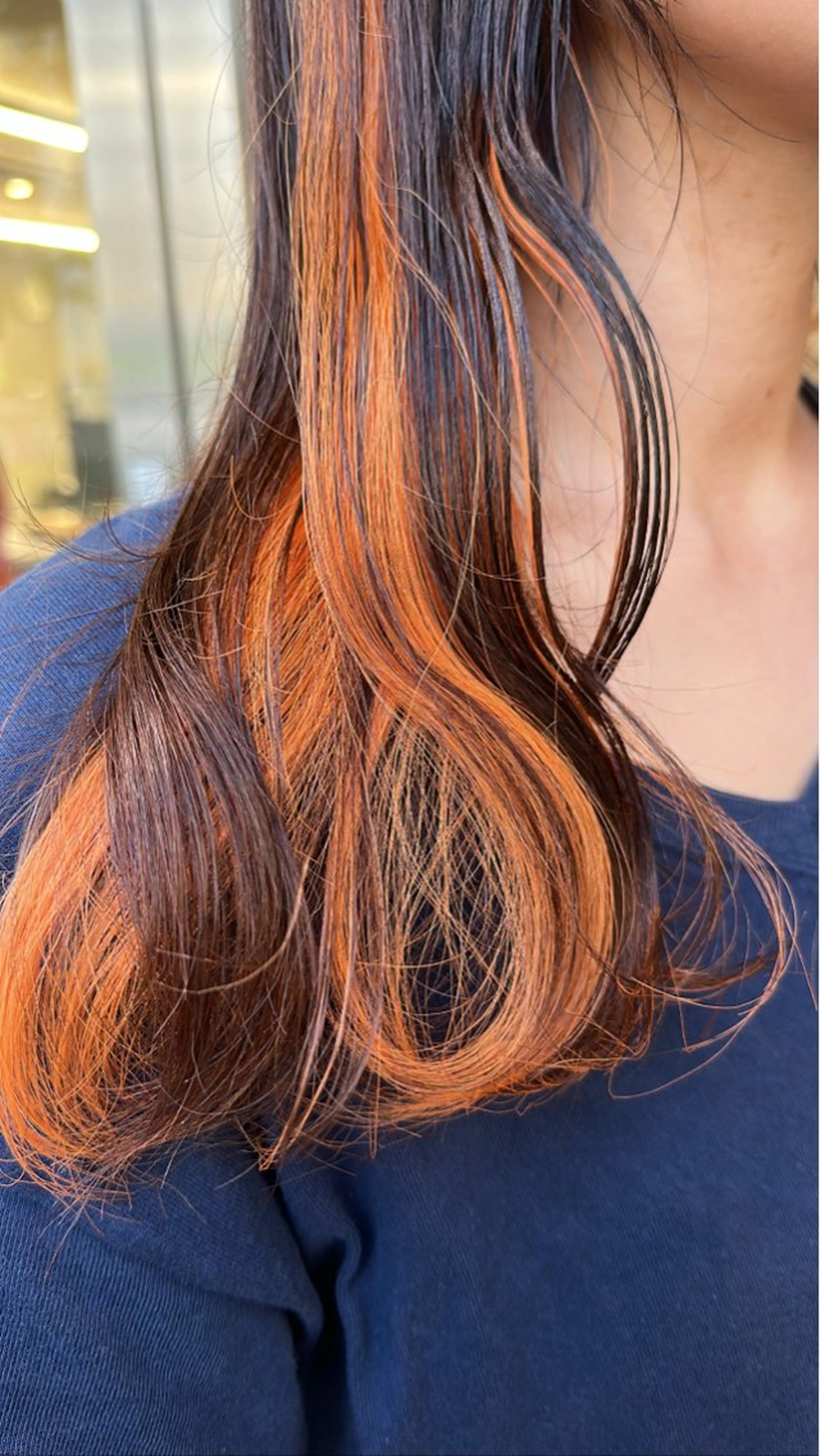 セミロング カラー ブリーチ オレンジ ヘアカラー トリートメント yu-kiハイトーン /ブリーチ無しカラーのヘアスタイル