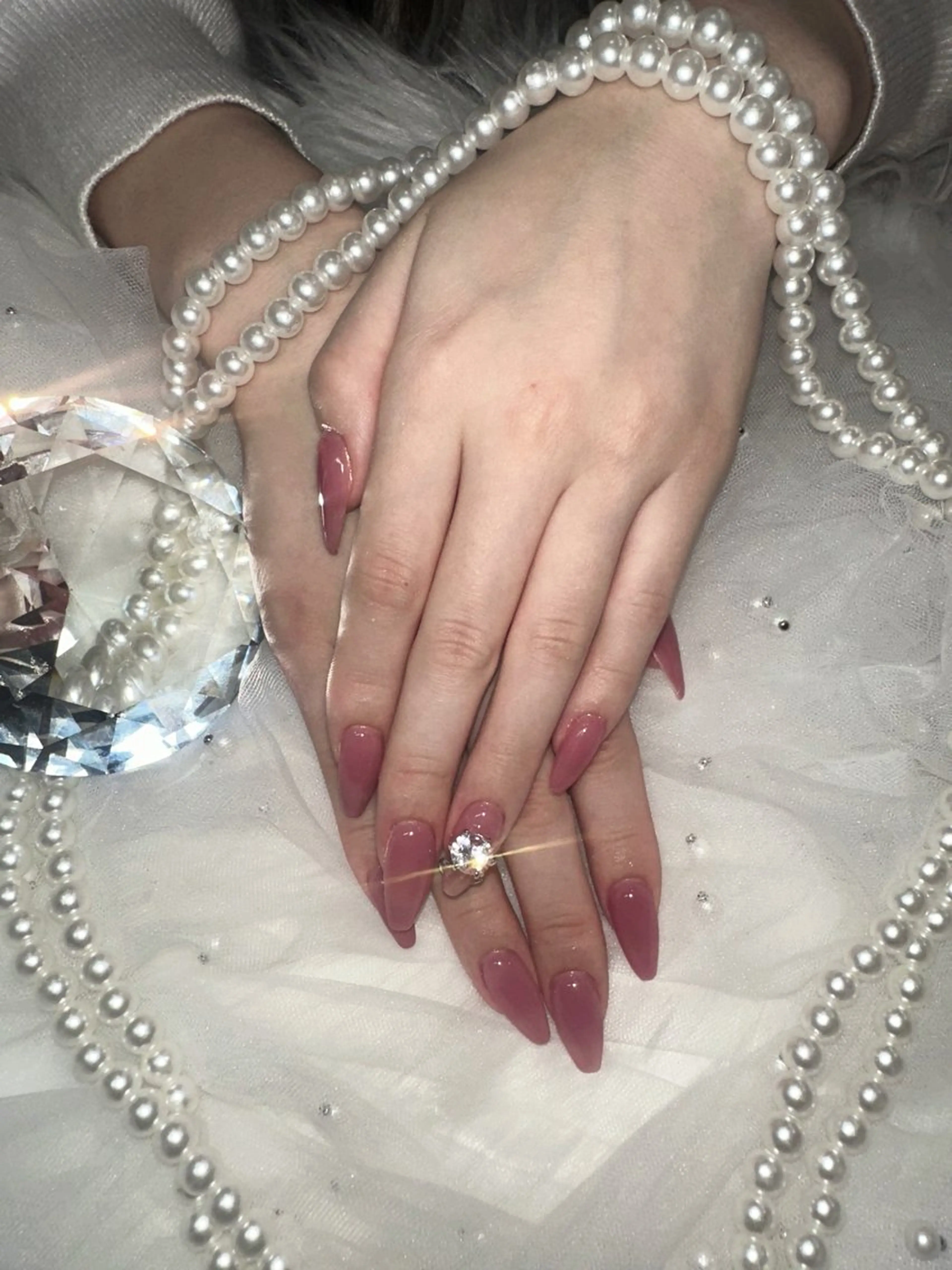 ネイル ロングネイル スカルプネイル ワンホンネイル icy nail れいあのネイルデザイン