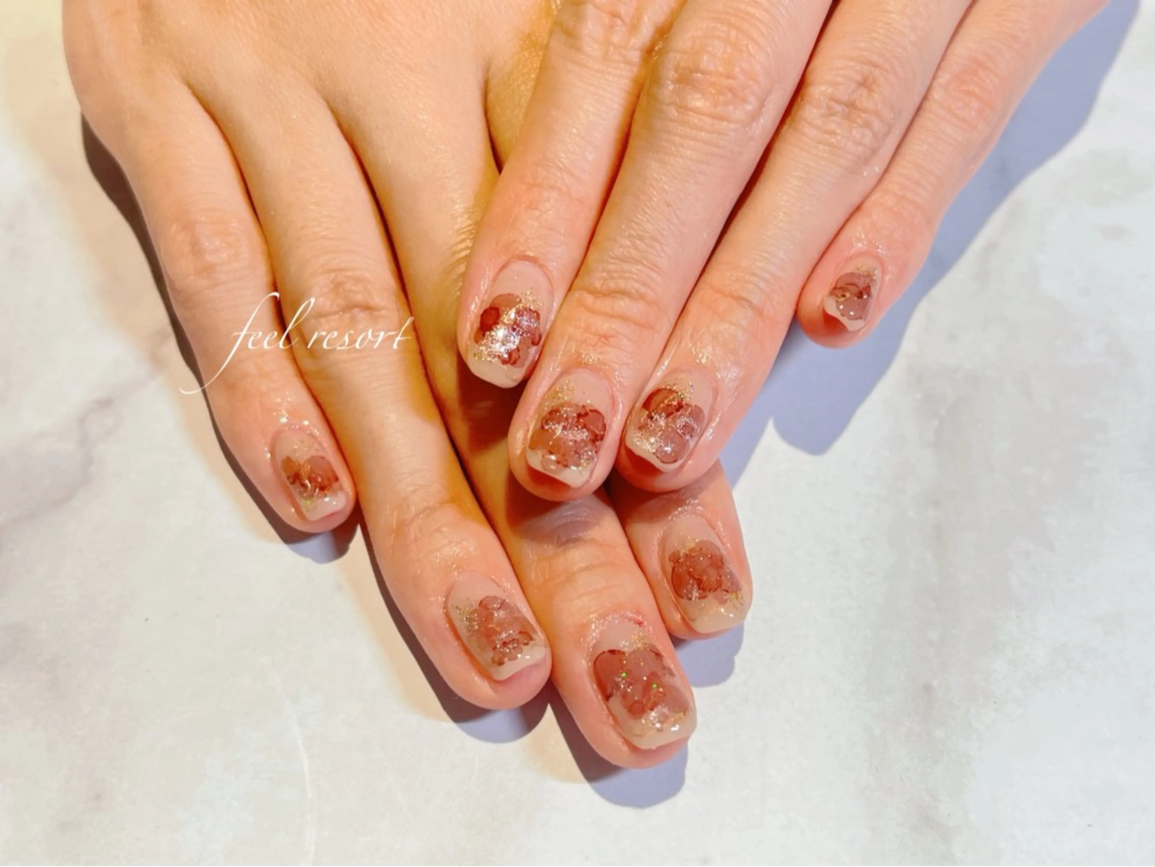 ネイル 長さ出し フットネイル フレンチネイル ジェルネイル ガラスフレンチ ハンドネイル Lien（リアン） 銀座駅6分のネイルデザイン