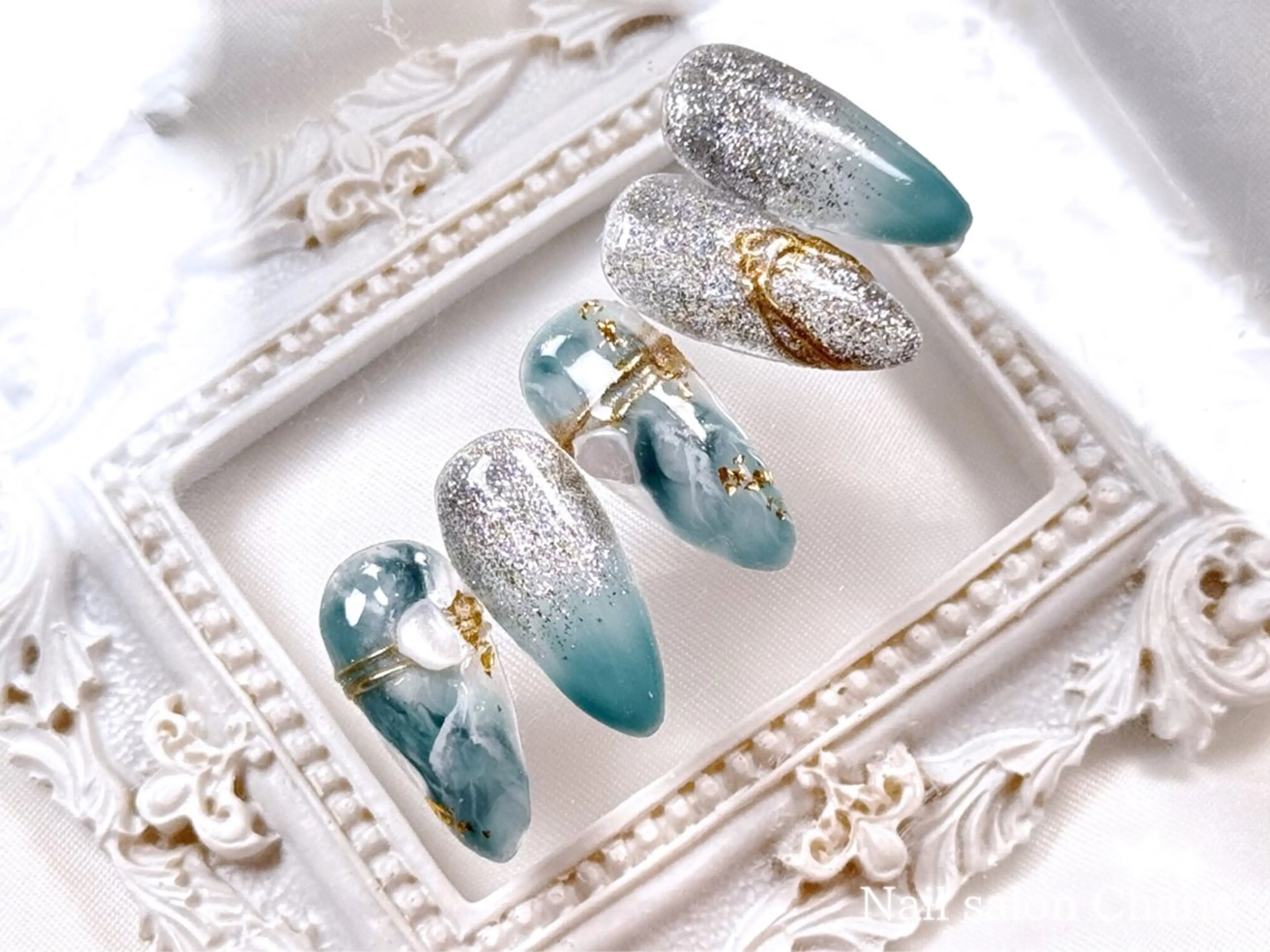 ネイル ブルー ニュアンスネイル Nailsalon Charis.yuのネイルデザイン