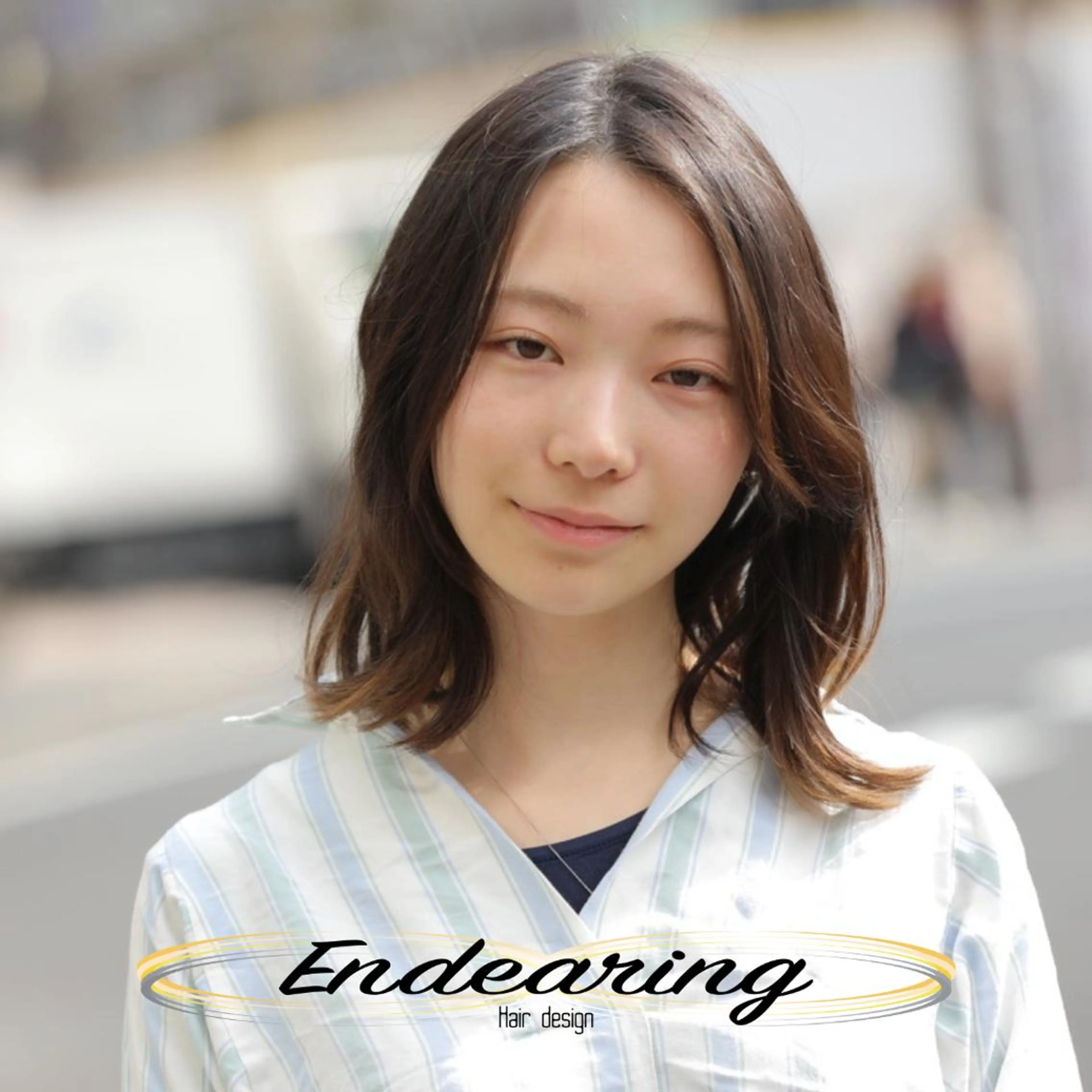 ミディアム 外ハネヘア カット ヘアカラー Endearing 銀座/レイヤーカットのヘアスタイル