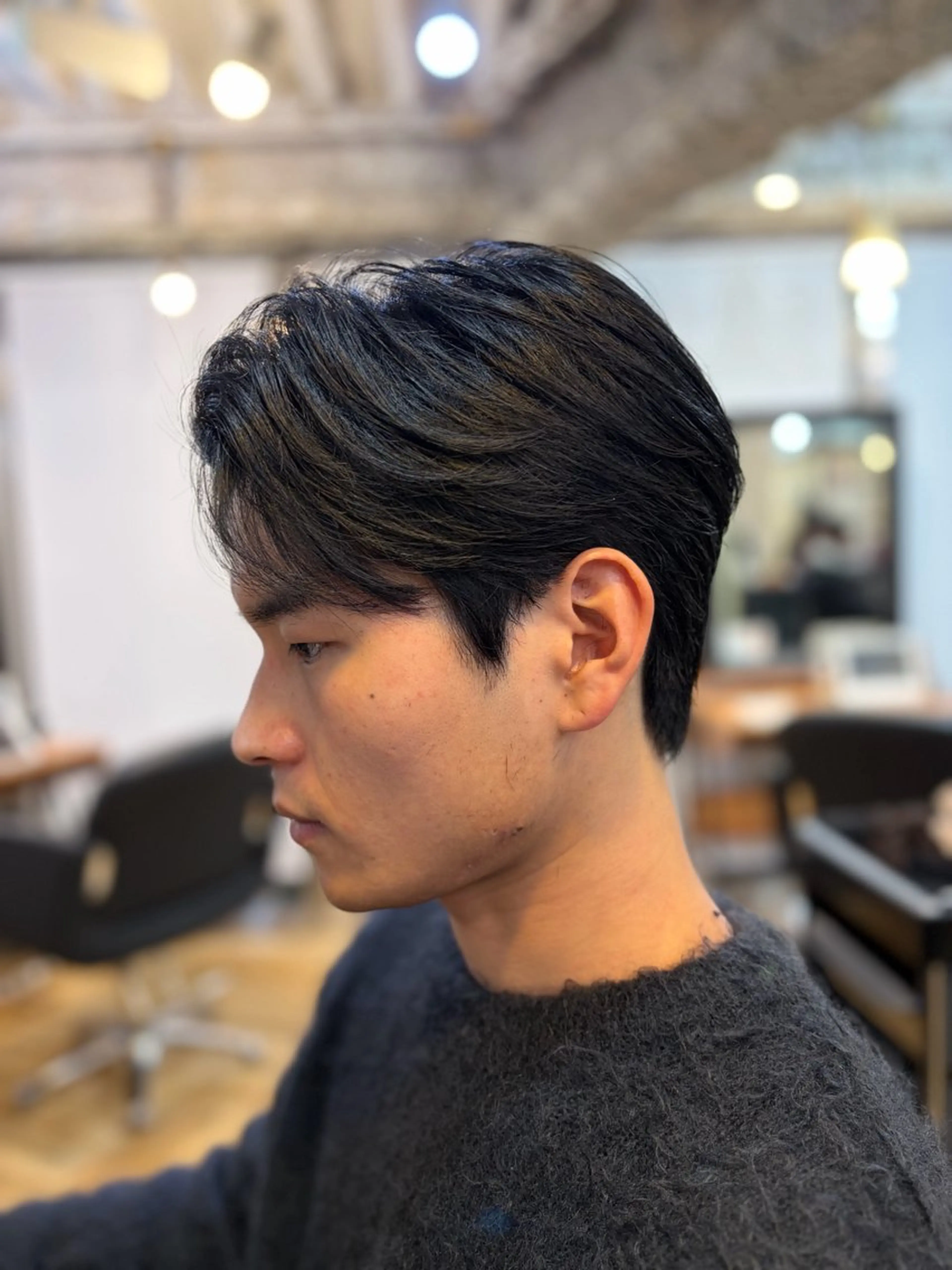 ミディアム メンズ センターパート カット RIKI/センター パート/メンズパーマのヘアスタイル