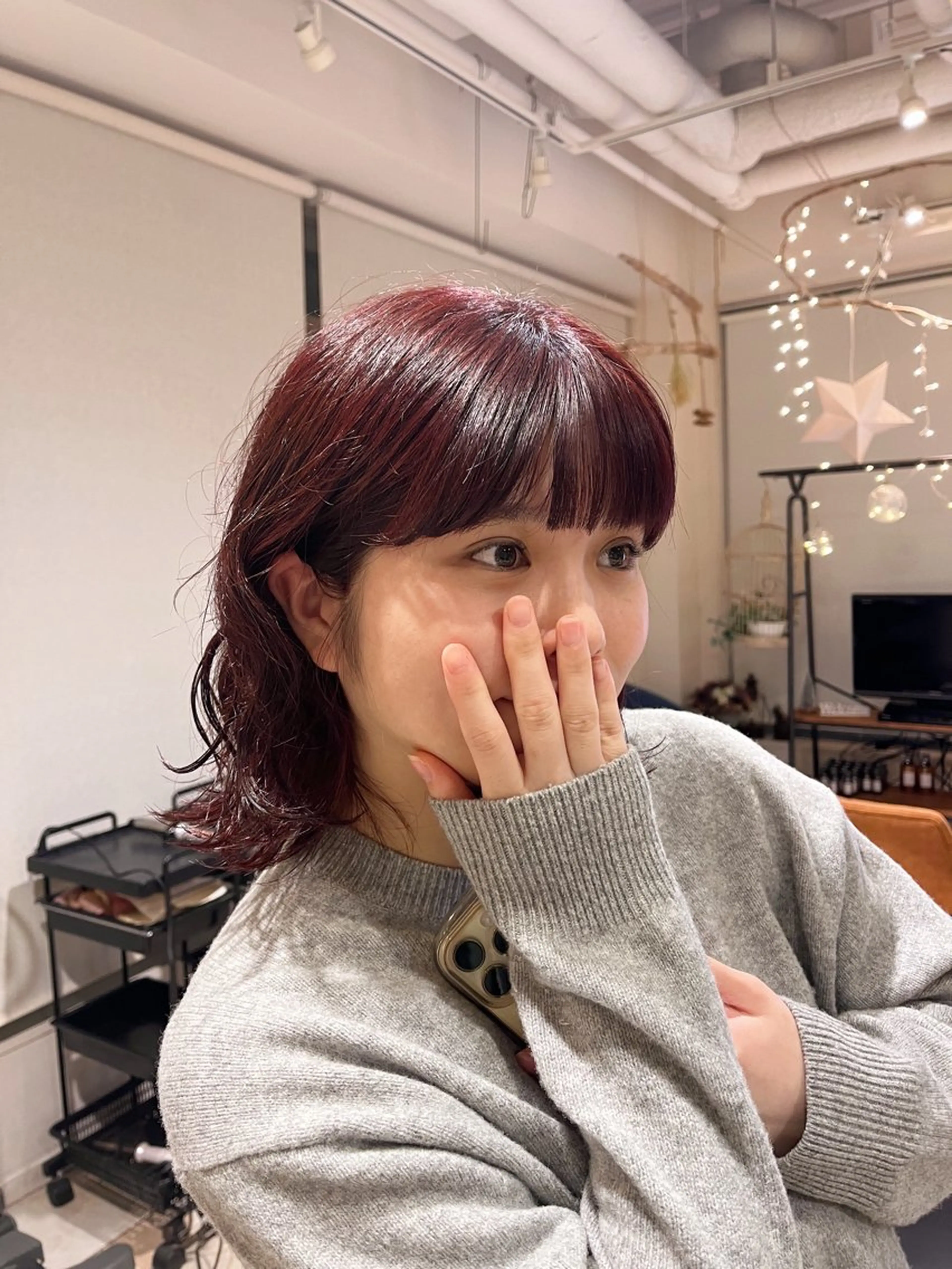 ミディアム パーマ レイヤー/暖色/ 髪質改善/永礼芳果のヘアスタイル