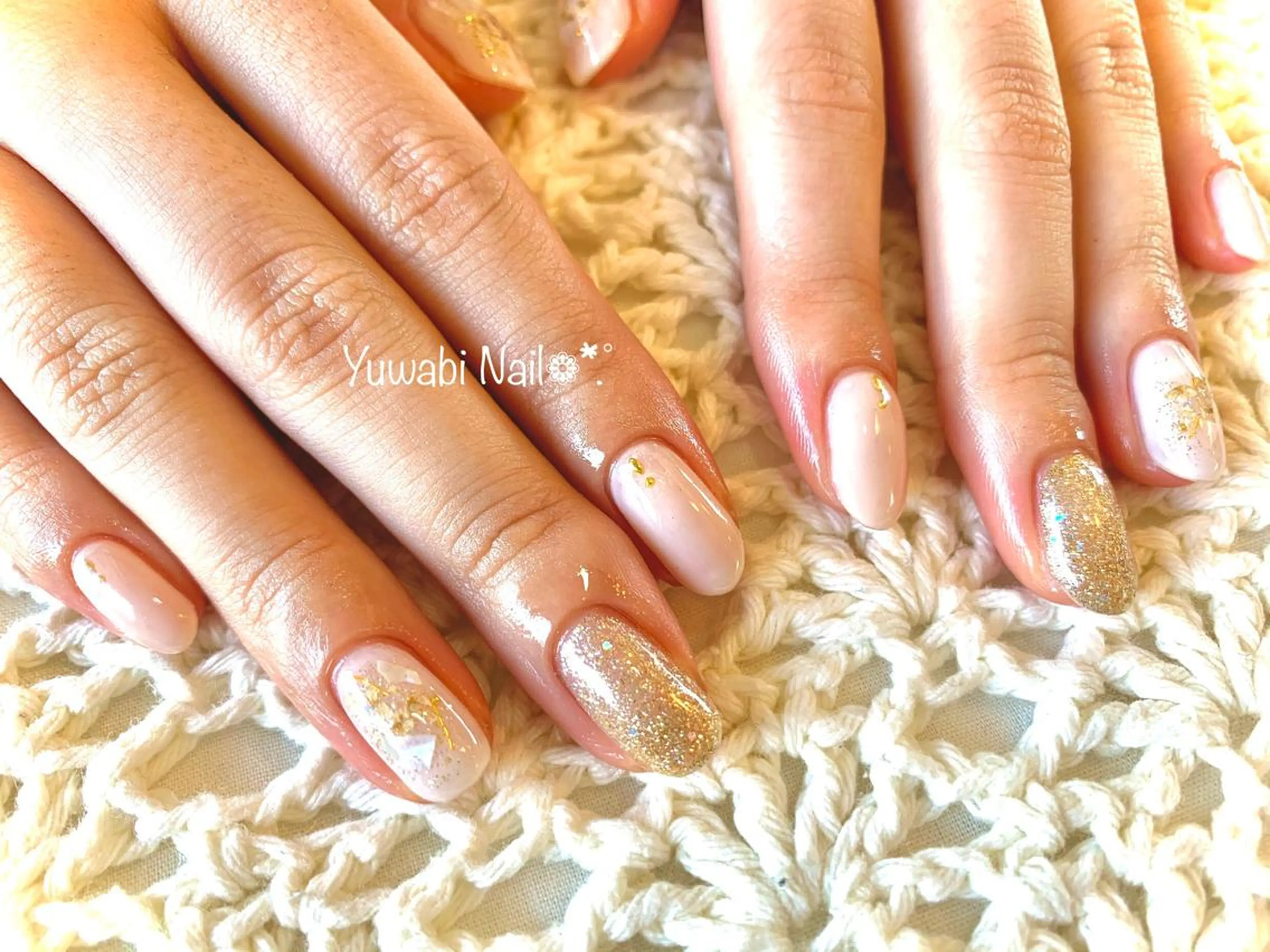 ネイル 夏ネイル ホワイト ハンドネイル フットネイル Yuwabi Nail所属・Mimore ミモア 水戸のネイルデザイン