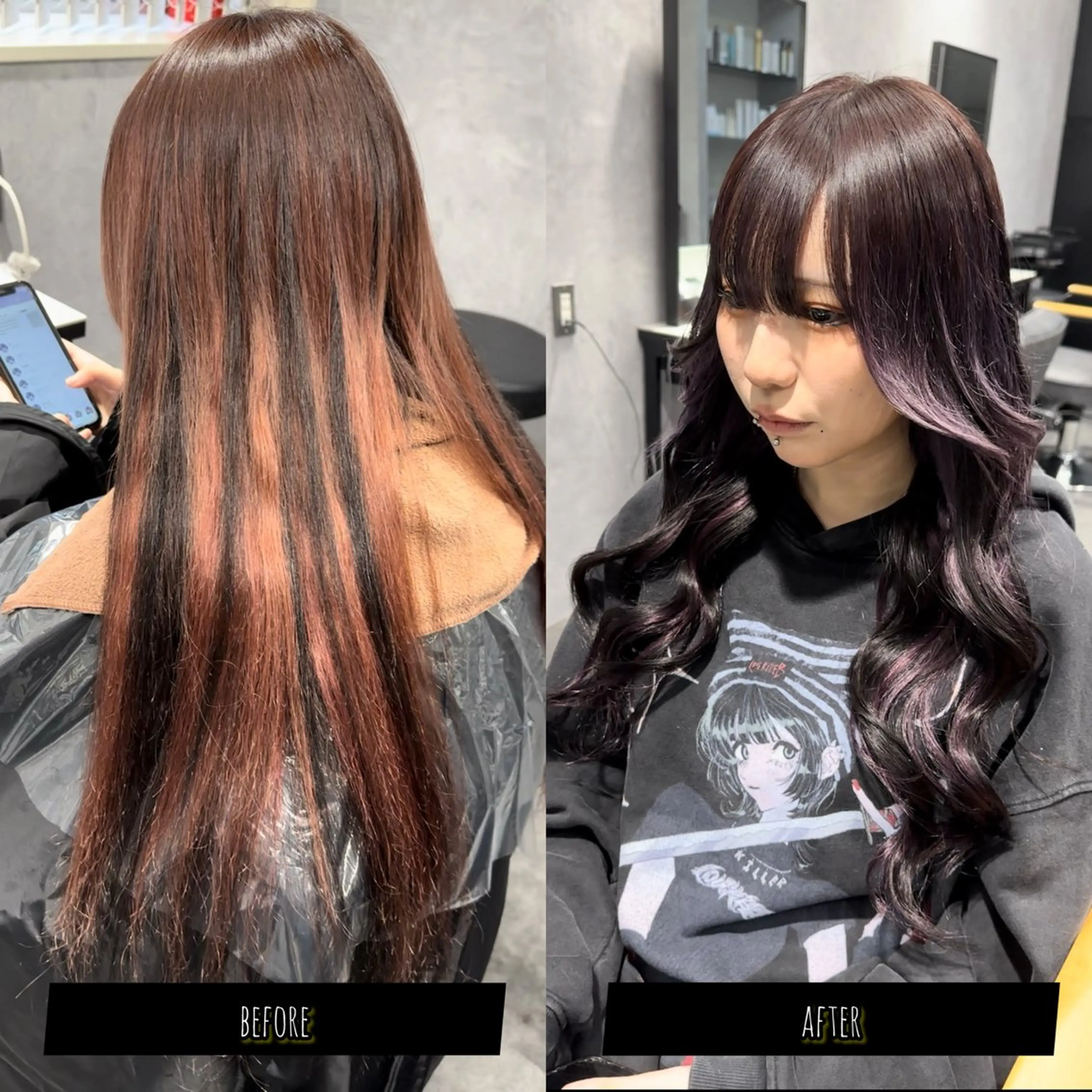 ロング カラー エクステ ヘアカラー トリートメント エクステ プルエクステ/透明感 カラー✨KAZUKIのヘアスタイル