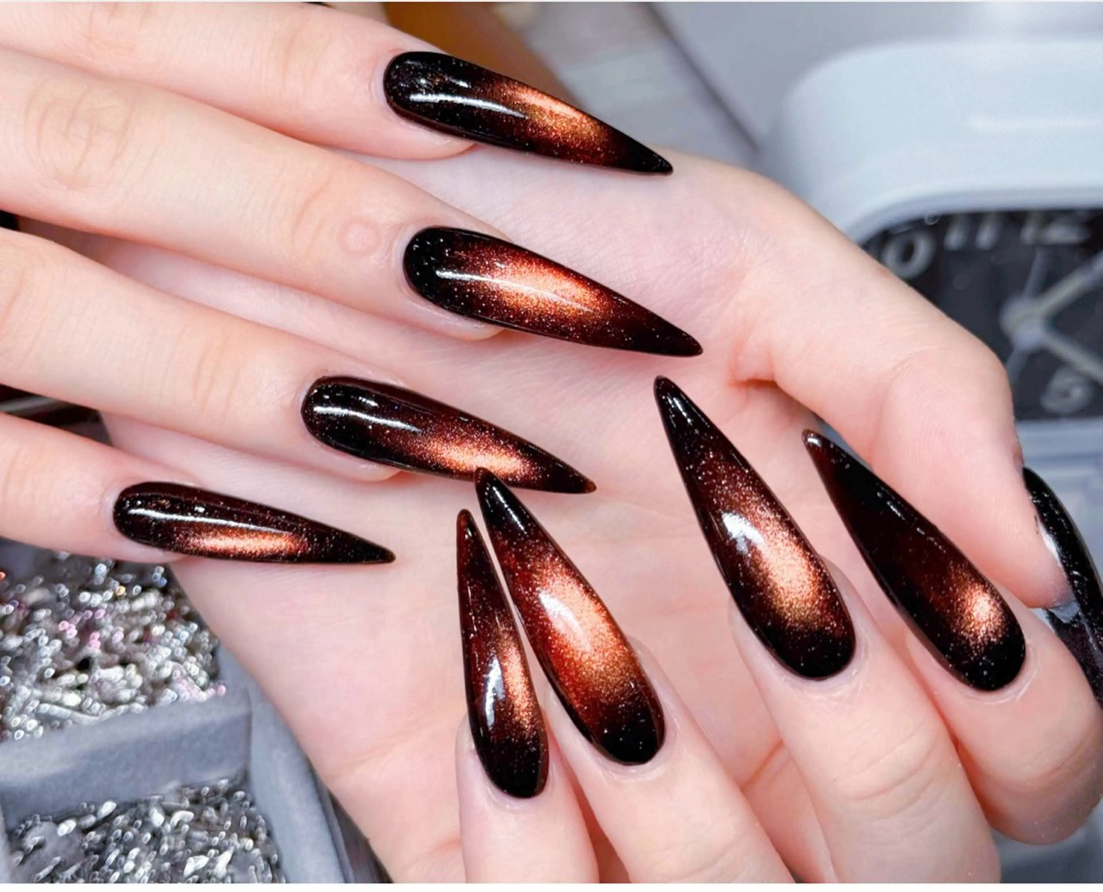 ネイル オーロラネイル ブルー チークネイル フットネイル フレンチネイル ハンドネイル HANA ハナのネイルデザイン