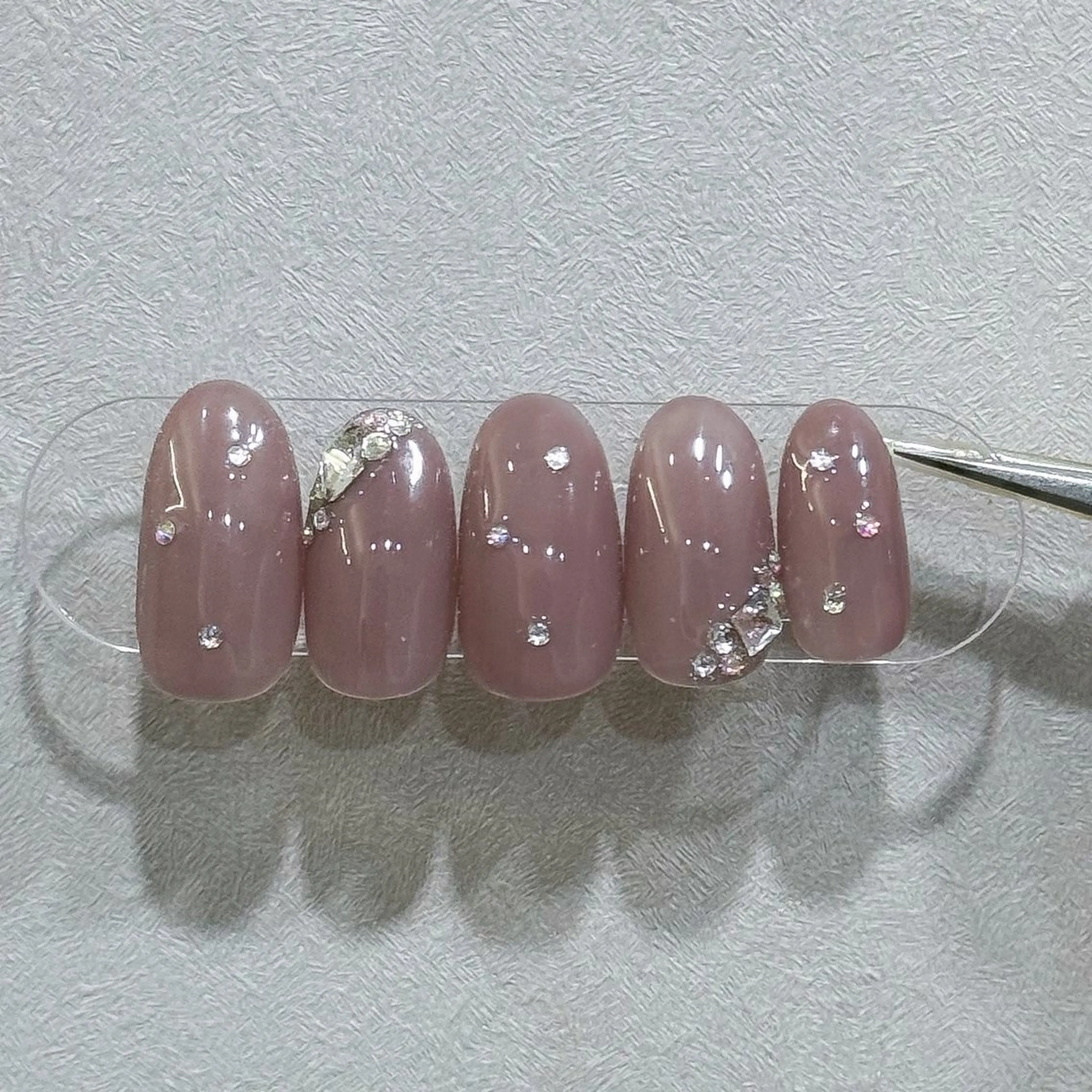 ネイル オフィスネイル ストーンネイル ハンドネイル 韓国ネイル/ワンホン ネイル🎀表参道3分のネイルデザイン