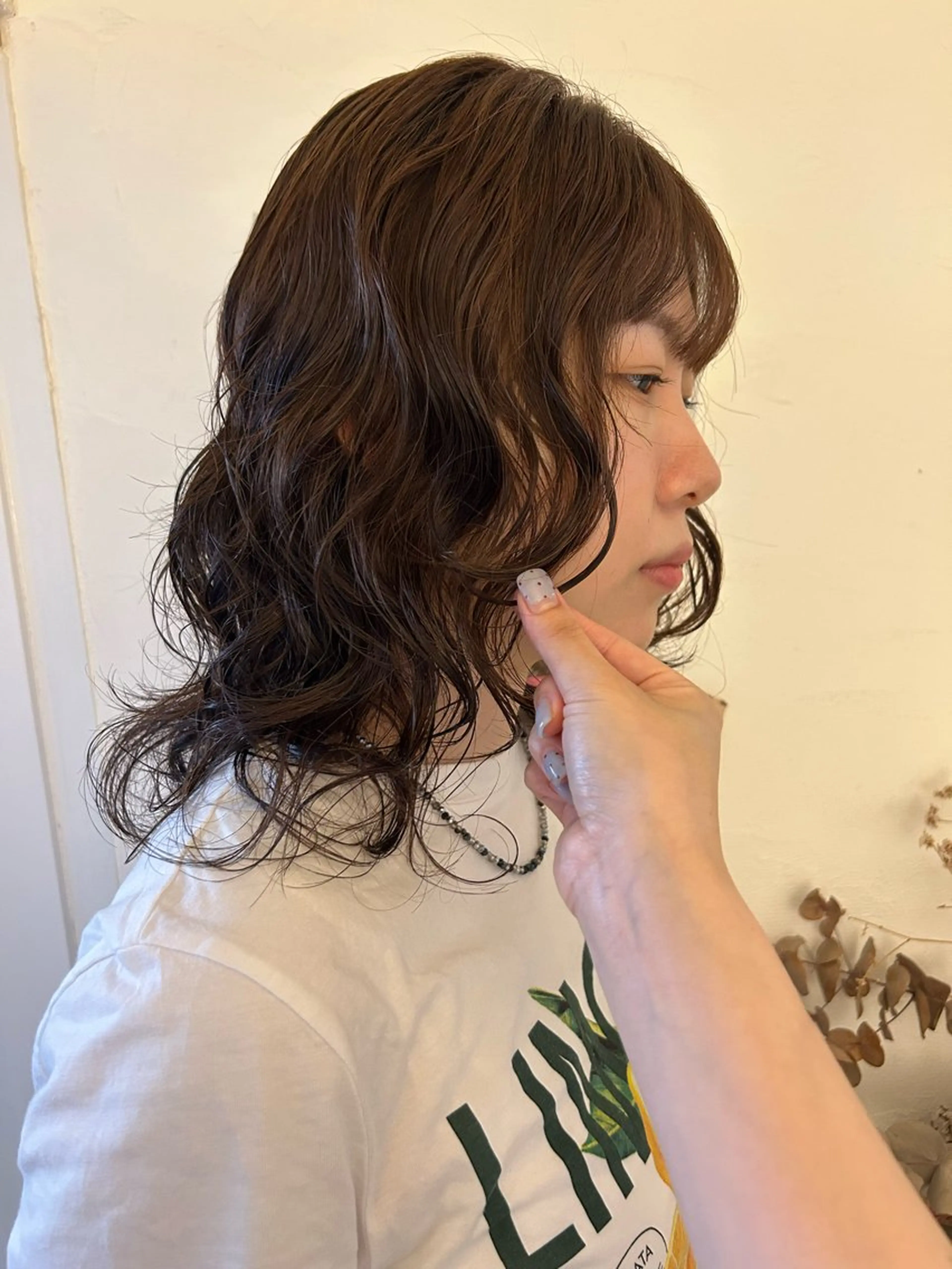 セミロング カラー パーマ セミロングパーマ カット ヘアカラー パーマ 小川真歩/パーマ /暖色オリーブのヘアスタイル