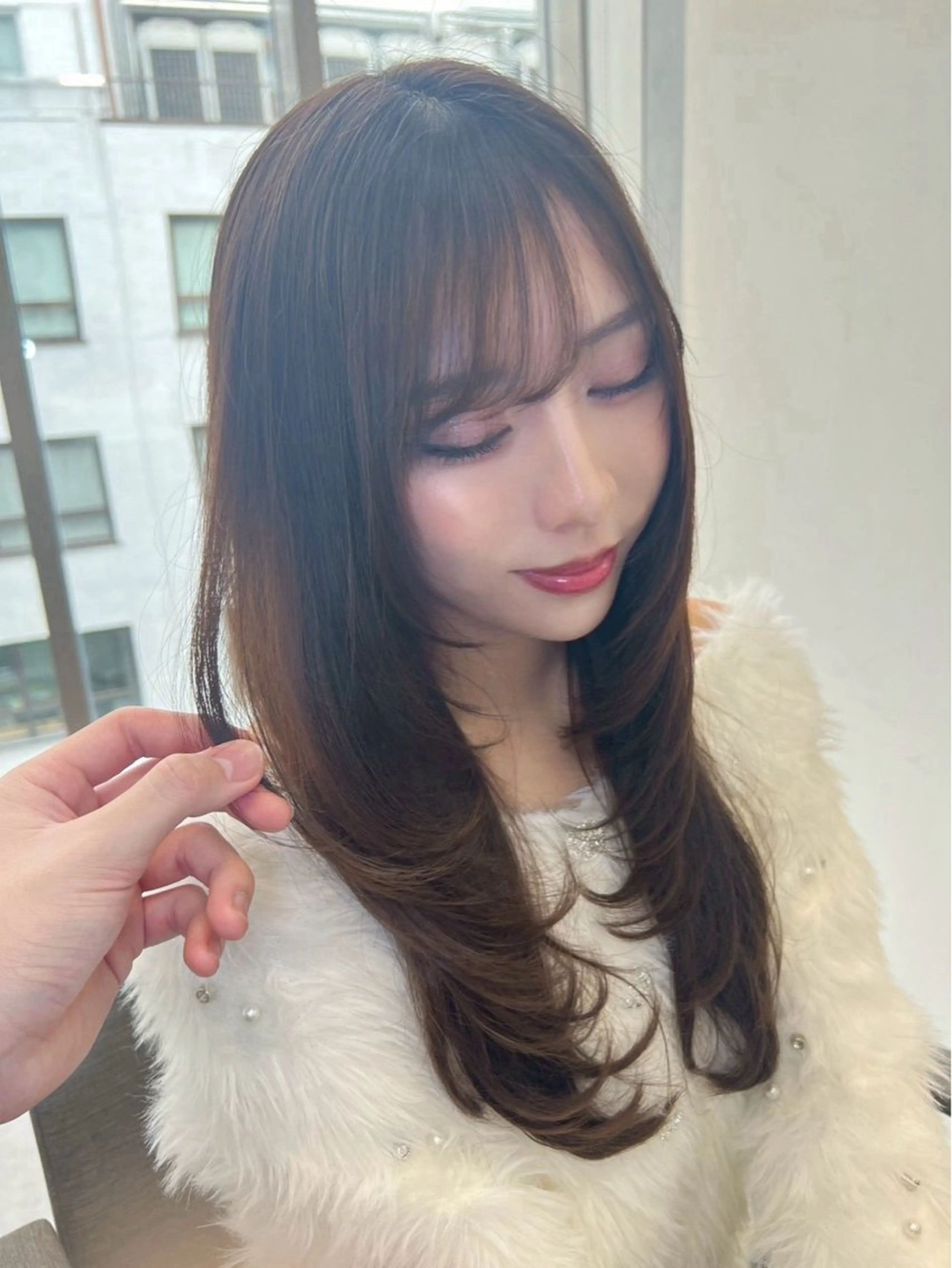 ロング 顔周りカット レイヤーカット nok所属・🫧daito/艶髪 /透明感カラー🫧のヘアスタイル