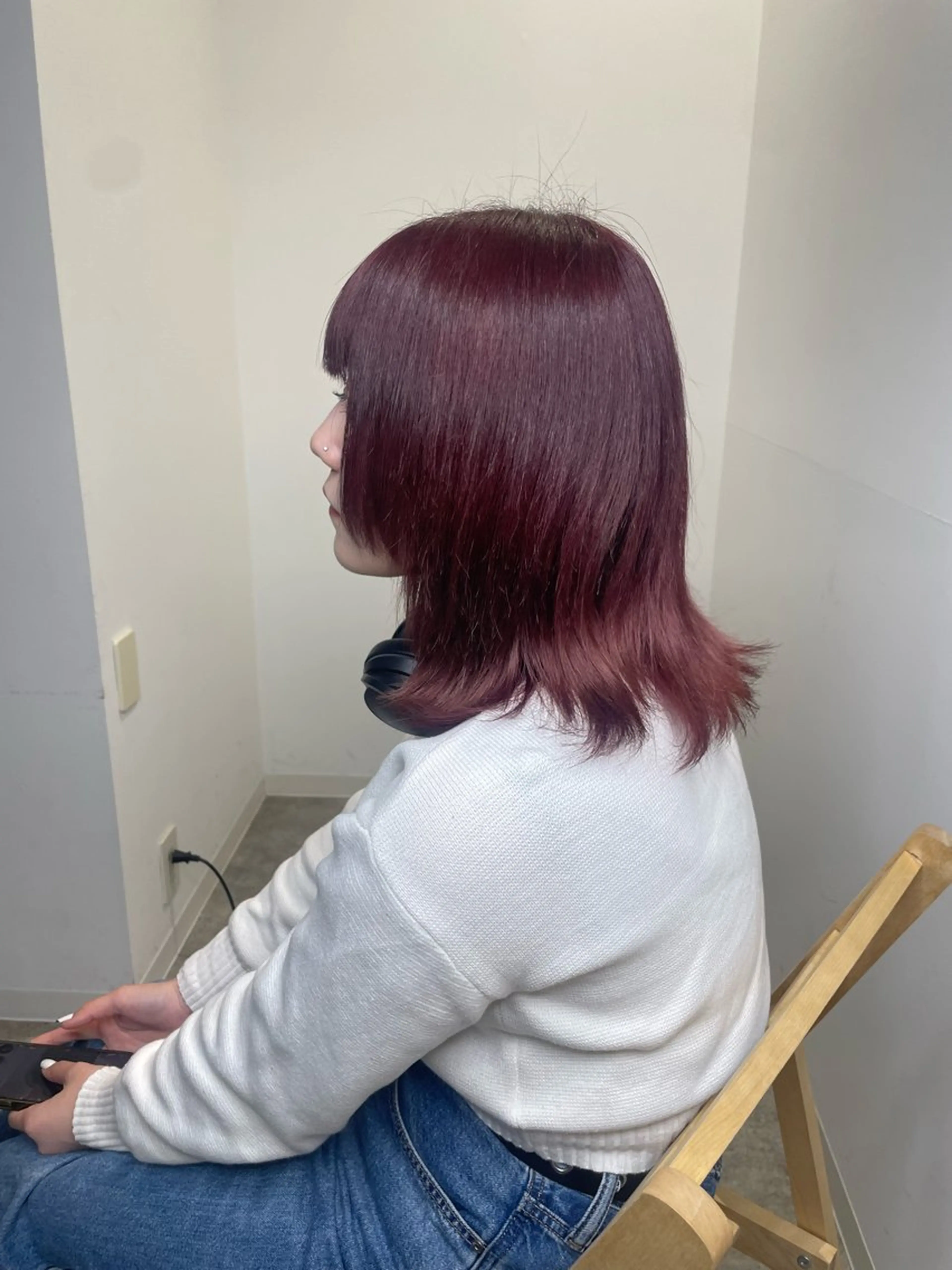 ミディアム カラー ボルドーカラー 【無料カットモデル】 水山まさはる🌸のヘアスタイル