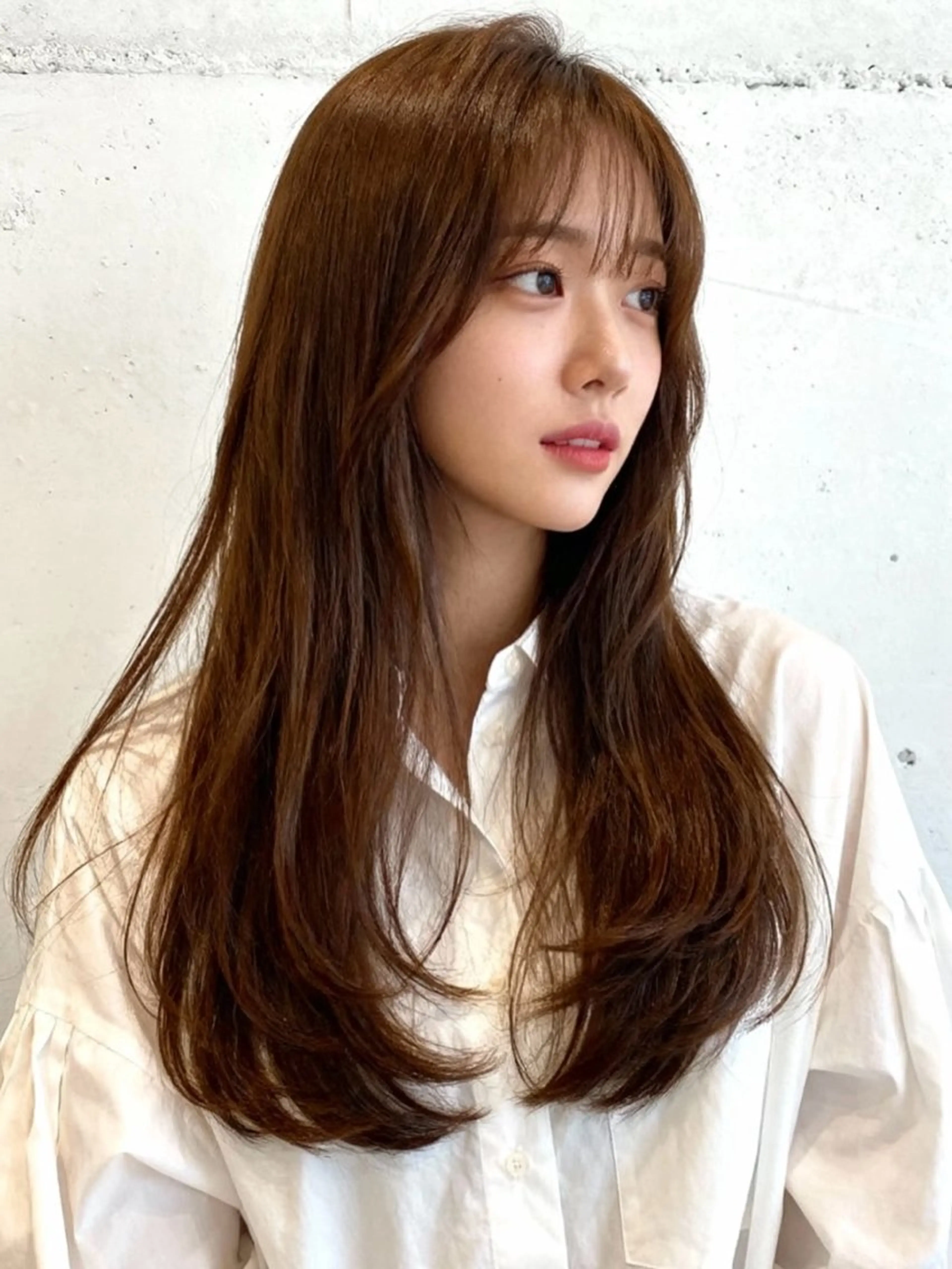 ロング カラー ロングレイヤー アディクシーカラー 透明感カラー くびれヘア 顔まわりレイヤー カット ヘアカラー 韓国レイヤーカット 🫧大阪梅田レイヤーのヘアスタイル