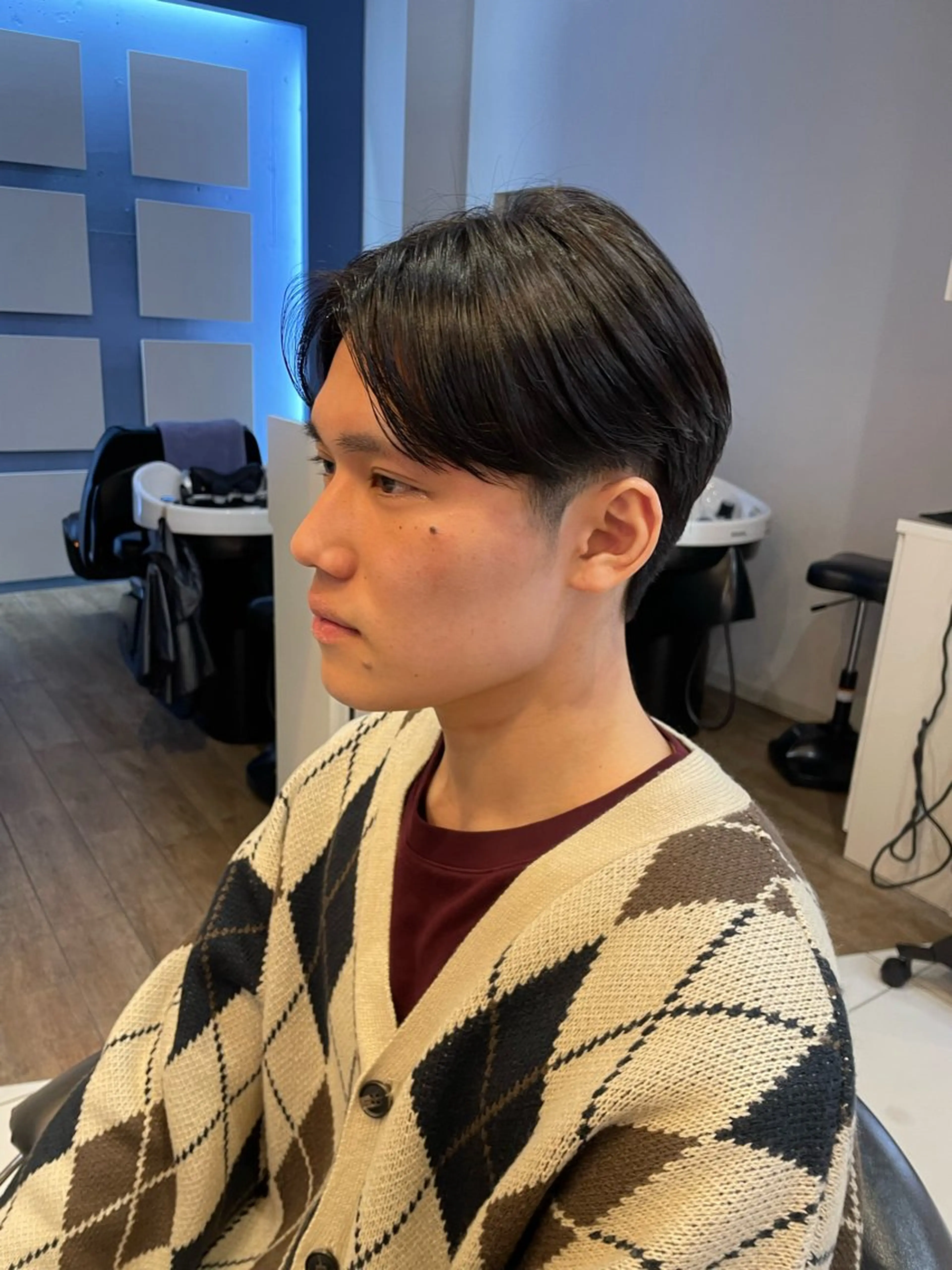 メンズ mao♡ベージュ/ 顔周りカットのヘアスタイル