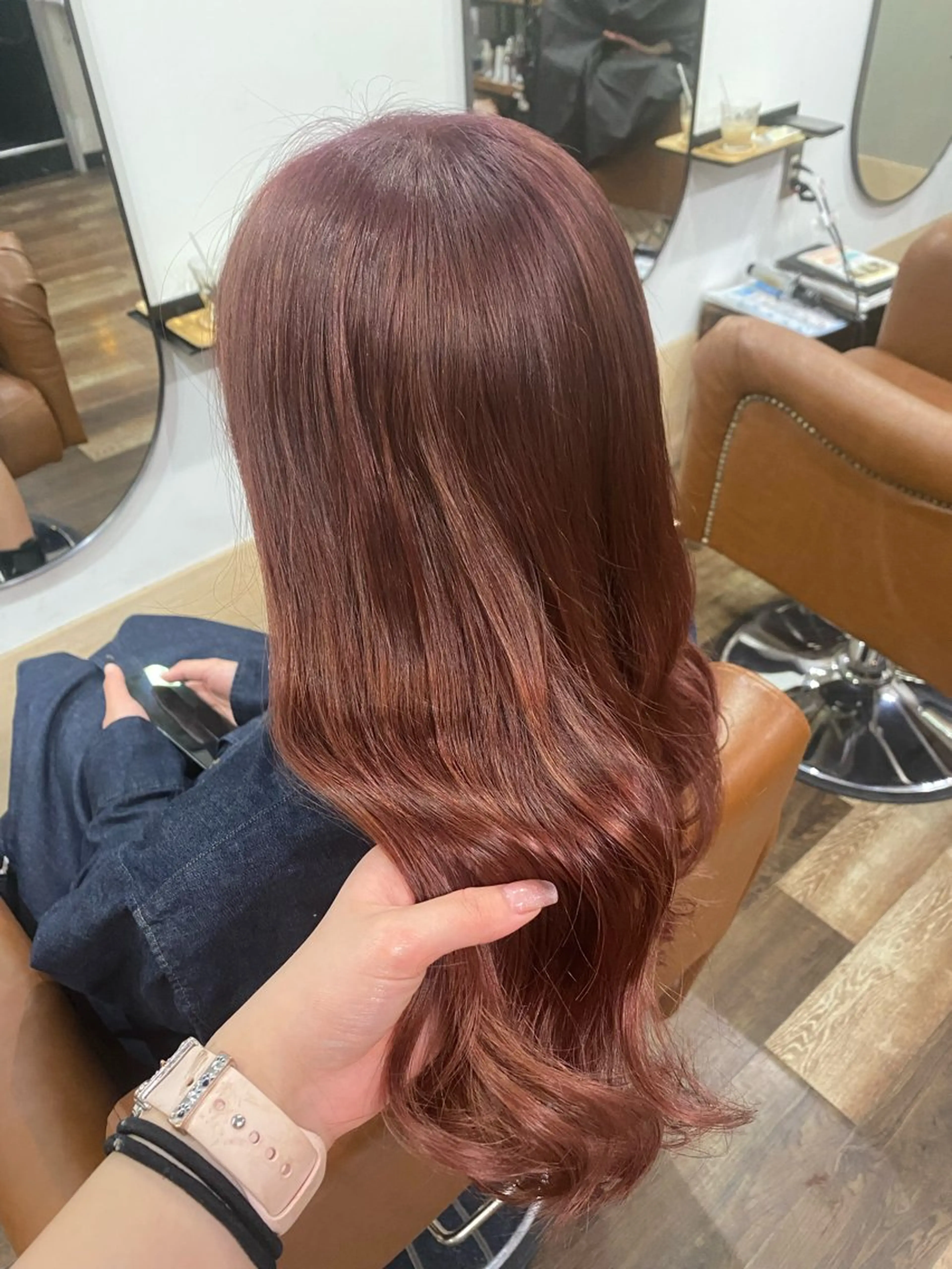 ミディアム カラー ブラウンカラー ピンクカラー ピンクブラウン ヘアカラー トリートメント mio♡ girlystyleのヘアスタイル