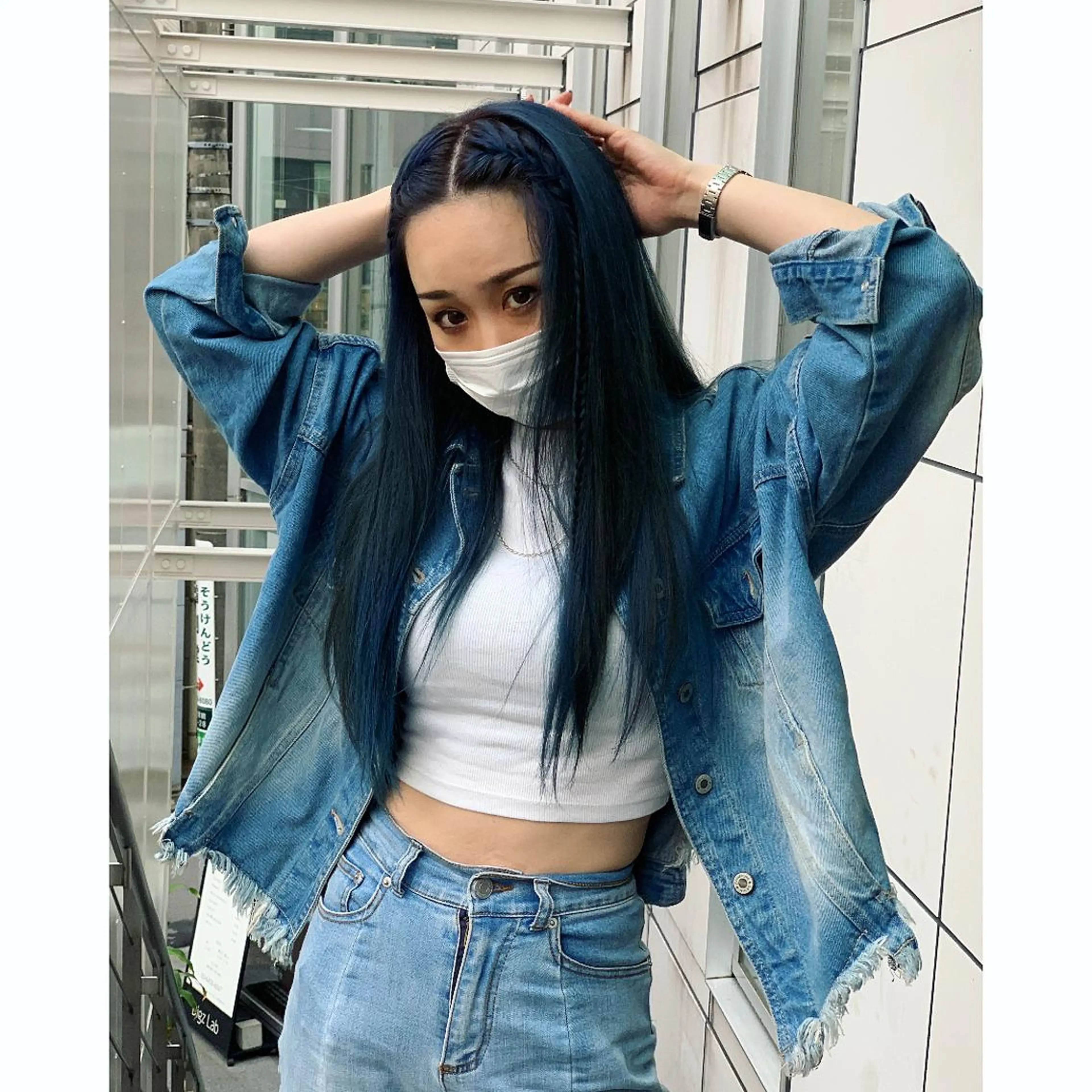 セミロング カラー パーマ ヘアアレンジ メンズ キッズ 子どものヘアアレンジ メンズブリーチ ブリーチ ブルーカラー ブルージュ ヘアセット BRAIDS💎愛子 大人ハイライト💎のヘアスタイル