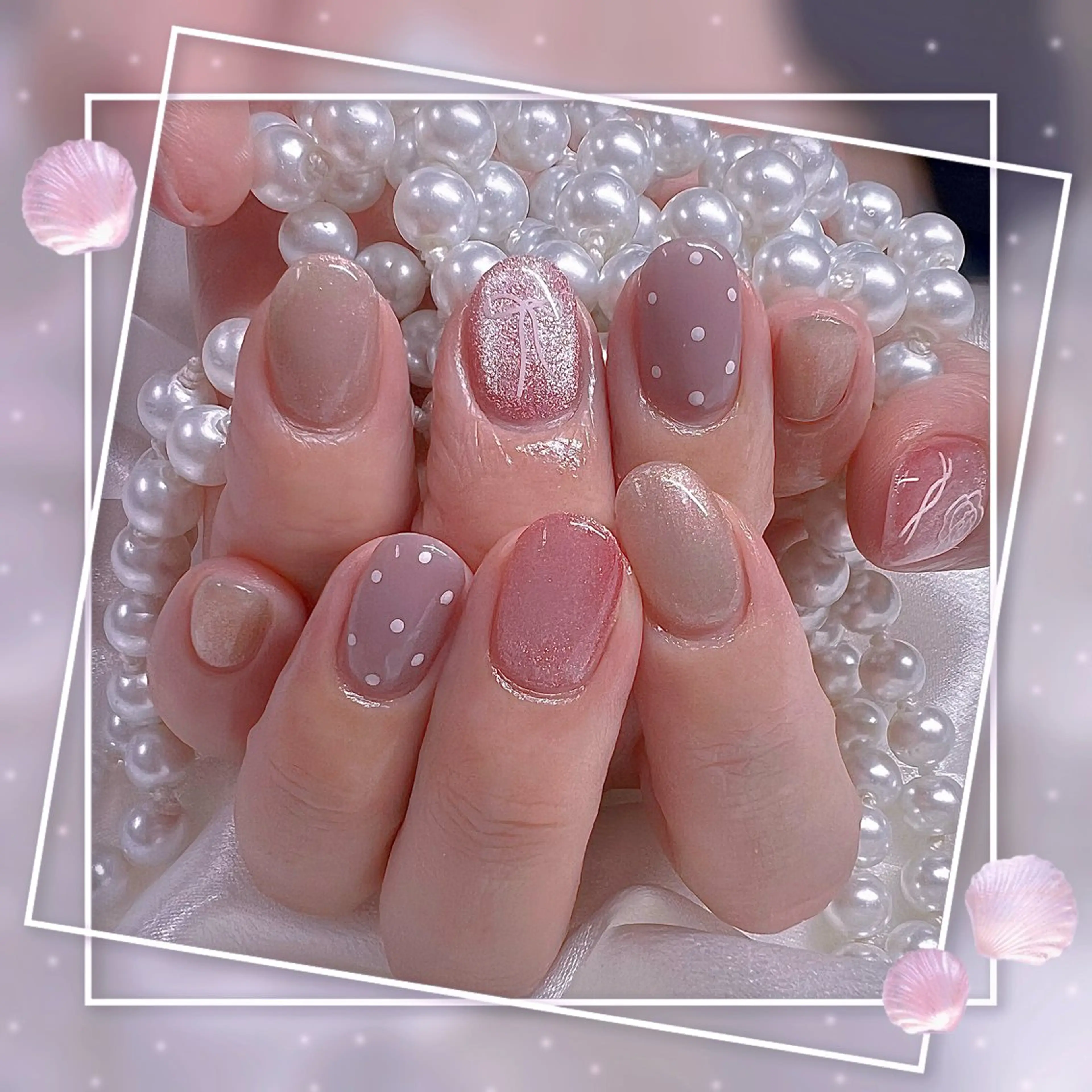 ネイル フレンチネイル グラデーション キラキラネイル 韓国ネイル マグネットネイル Chill Nailsalonのネイルデザイン