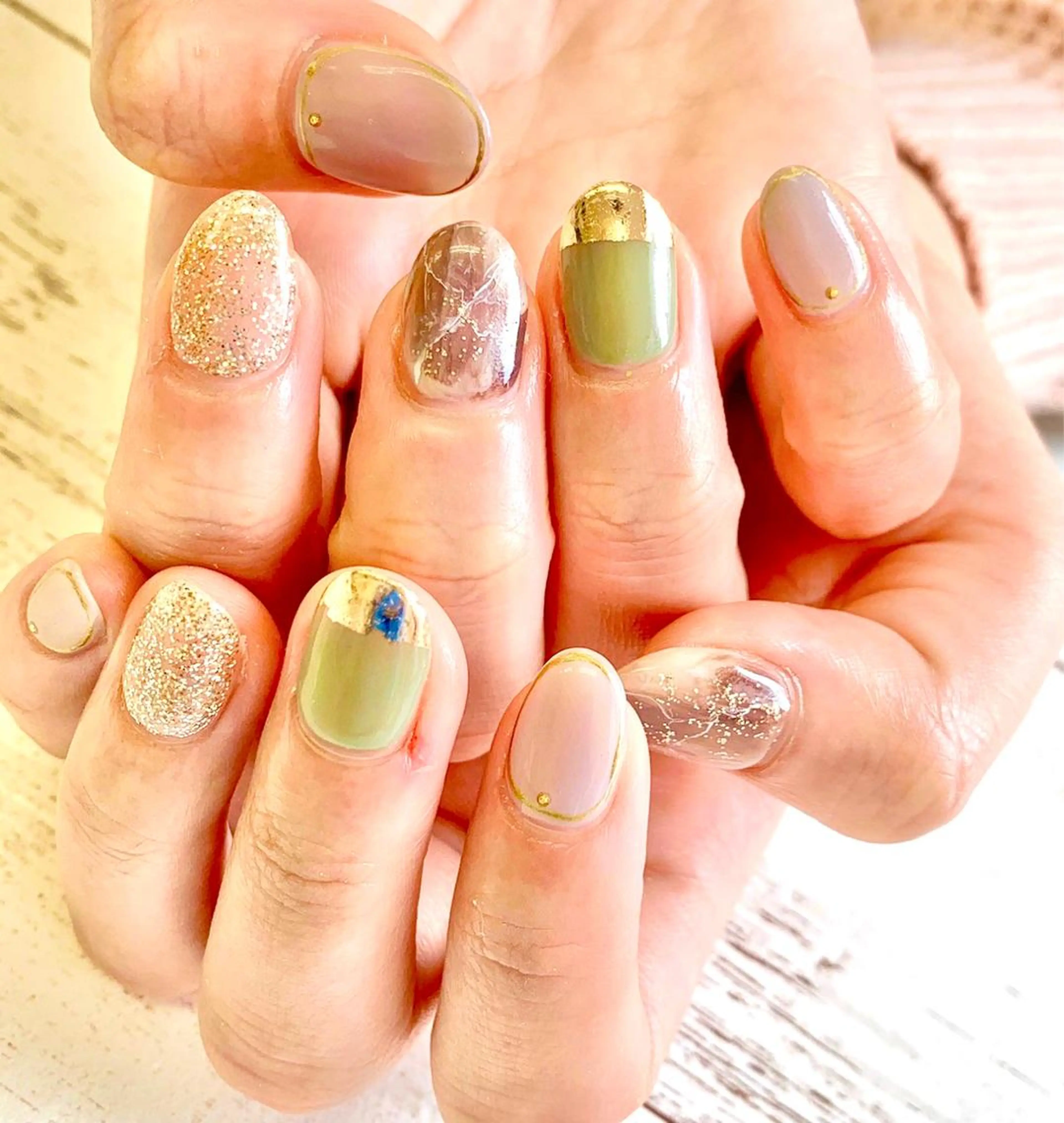 ネイル ニュアンスネイル ピスタチオネイル Dolce.Nail 柏店のネイルデザイン