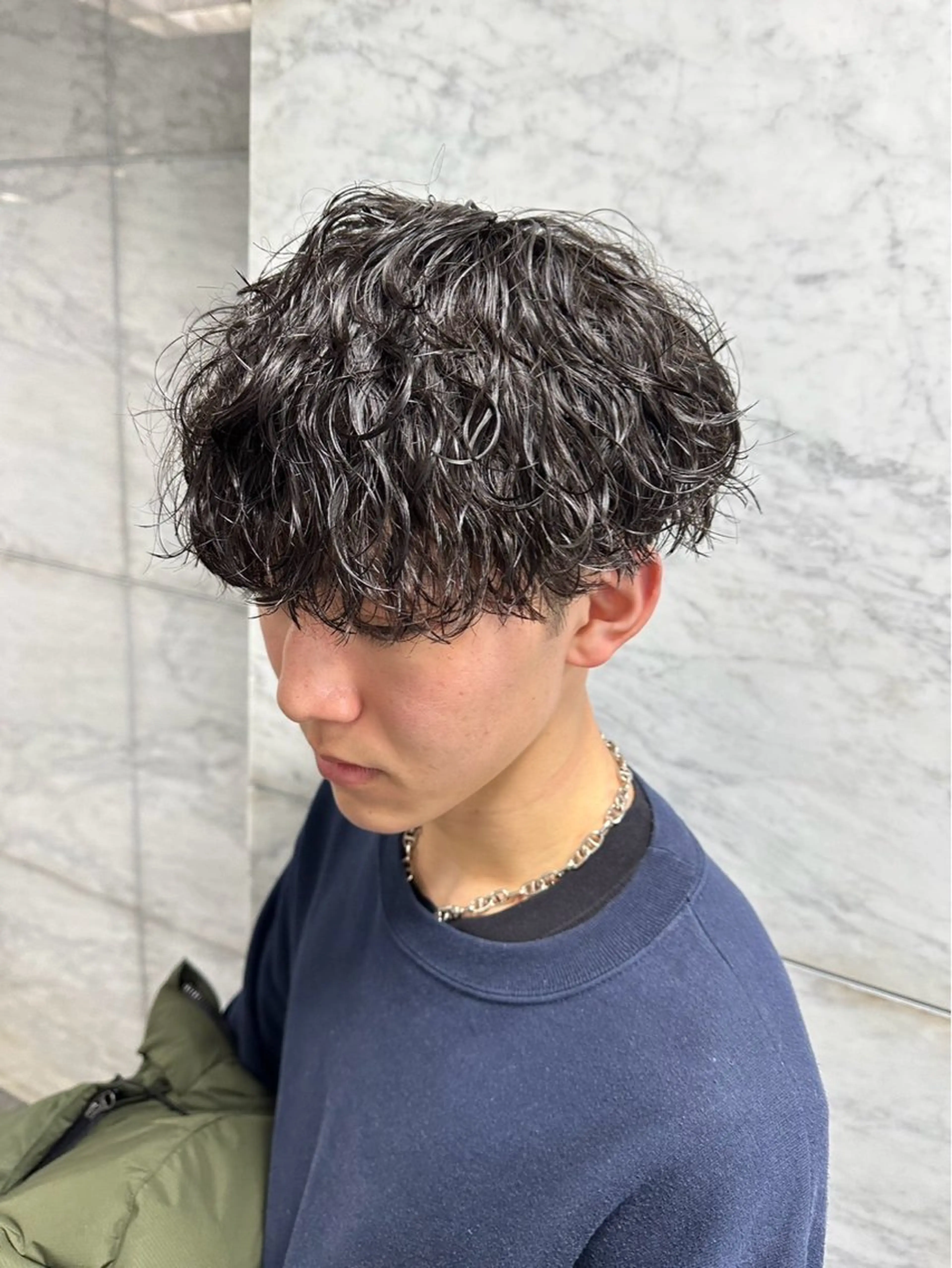パーマ ヘアアレンジ メンズ メンズパーマ 波巻きパーマ スパイラルパーマ カット パーマ 梅田/ツイスパ /短髪/田中崇奨のヘアスタイル