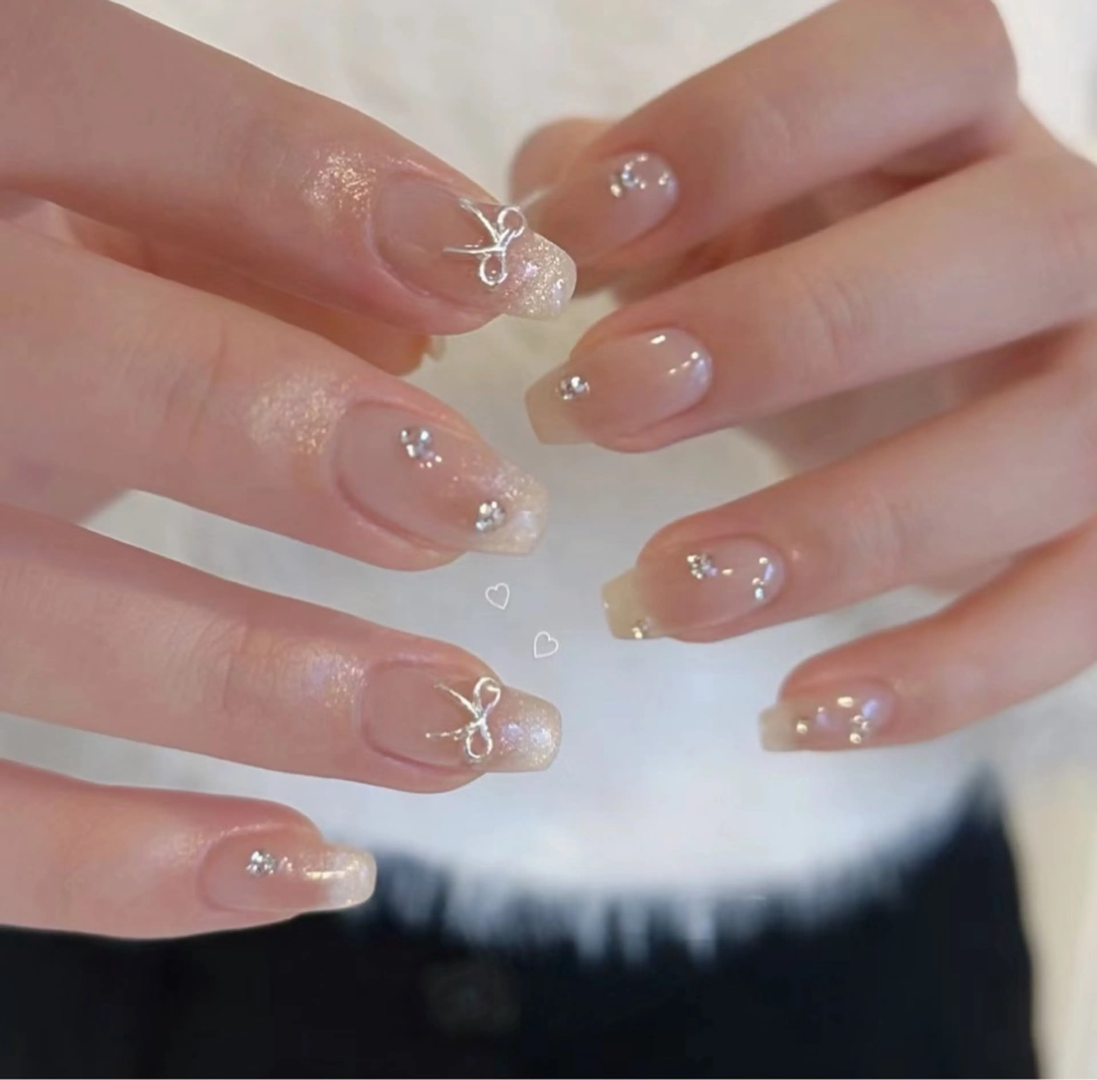 ネイル 成人式 ハート オフィスネイル ピンク リボン ハンドネイル H&Bsalon カイのネイルデザイン