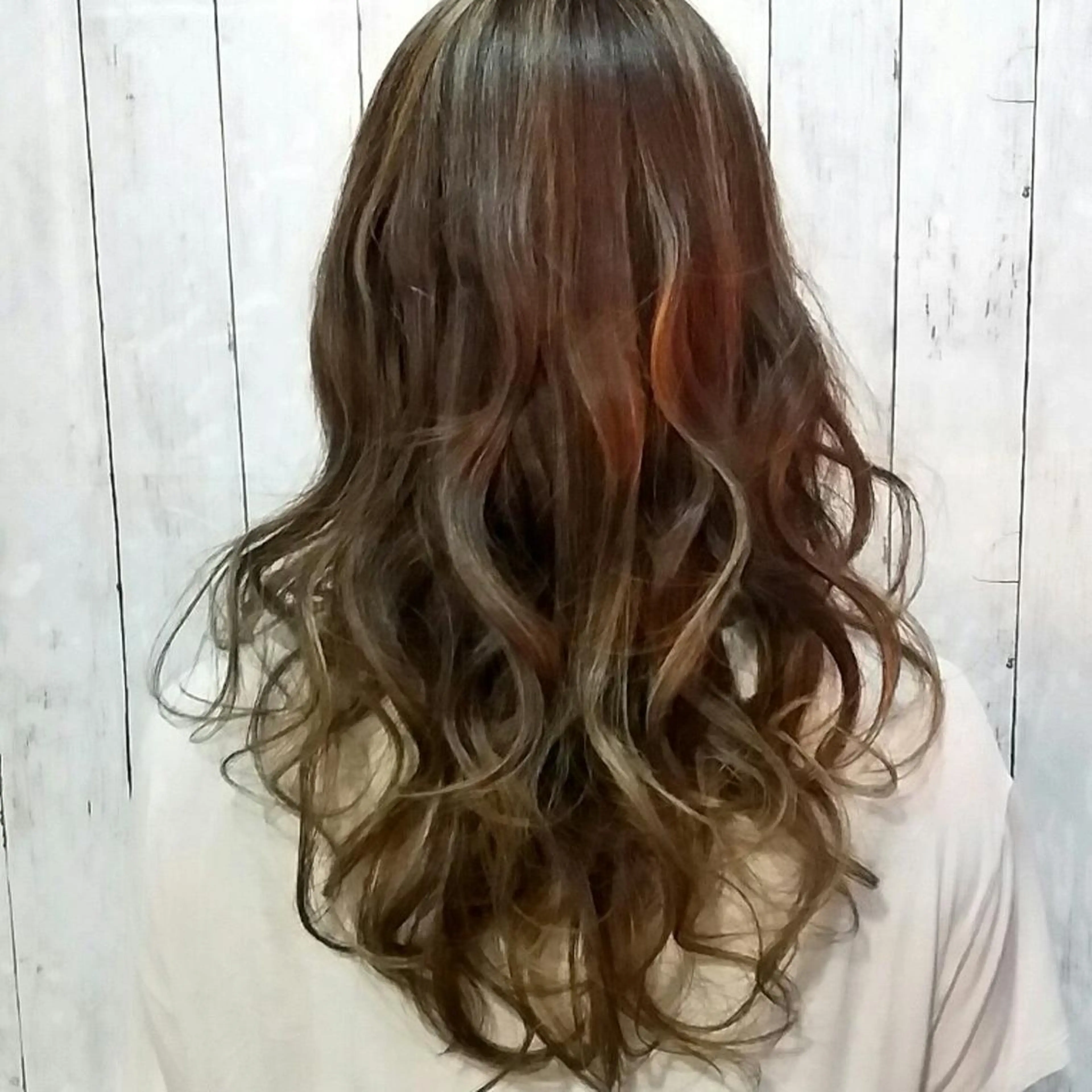 セミロング カラー パーマ ハイライトカラー 3Dハイライト ハイライト alpha. カラーエクステ下妻のヘアスタイル