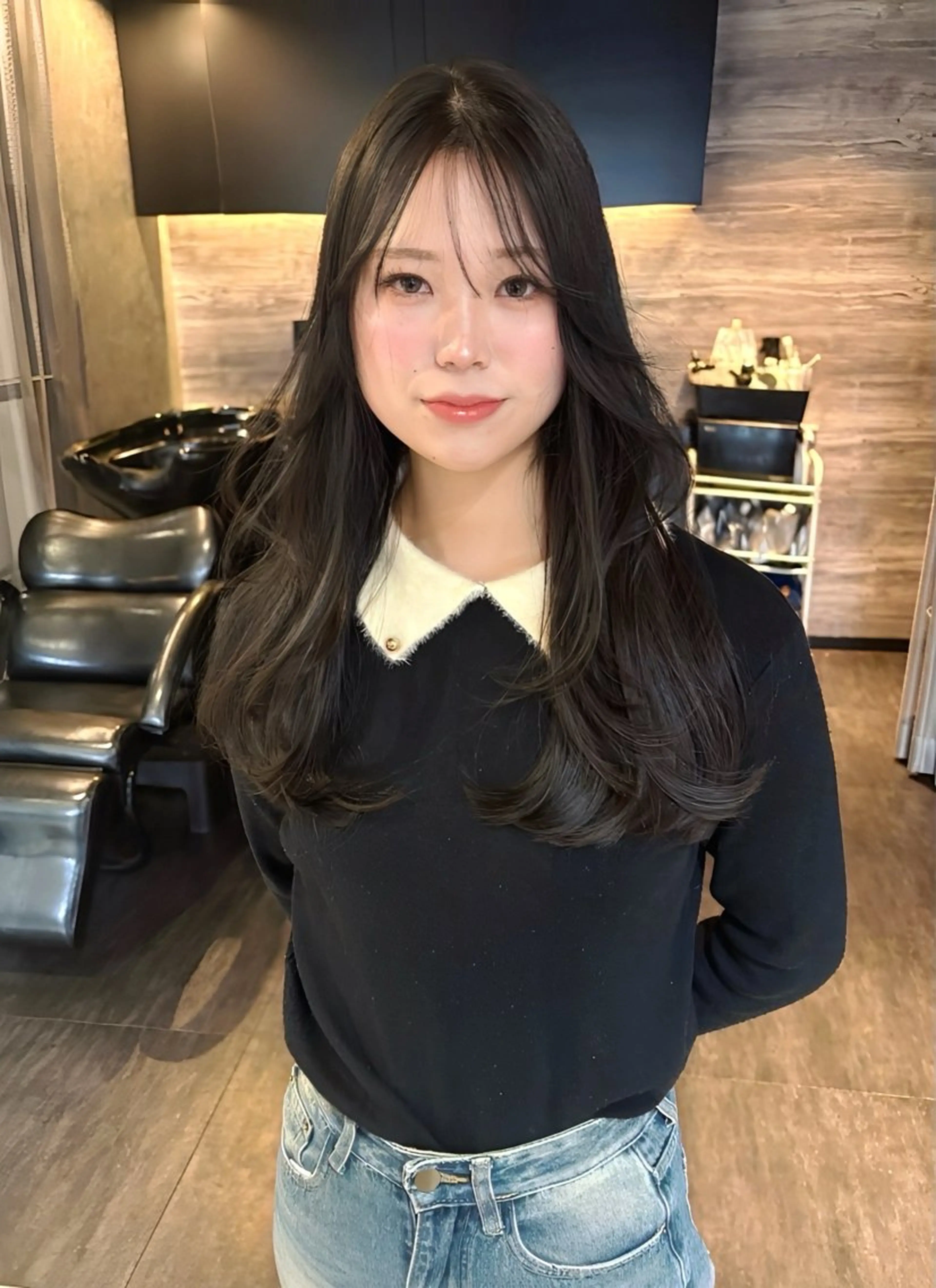 ロング カット ヘアカラー レイヤーカット/韓国 /艶髪/ダブルカラーのヘアスタイル