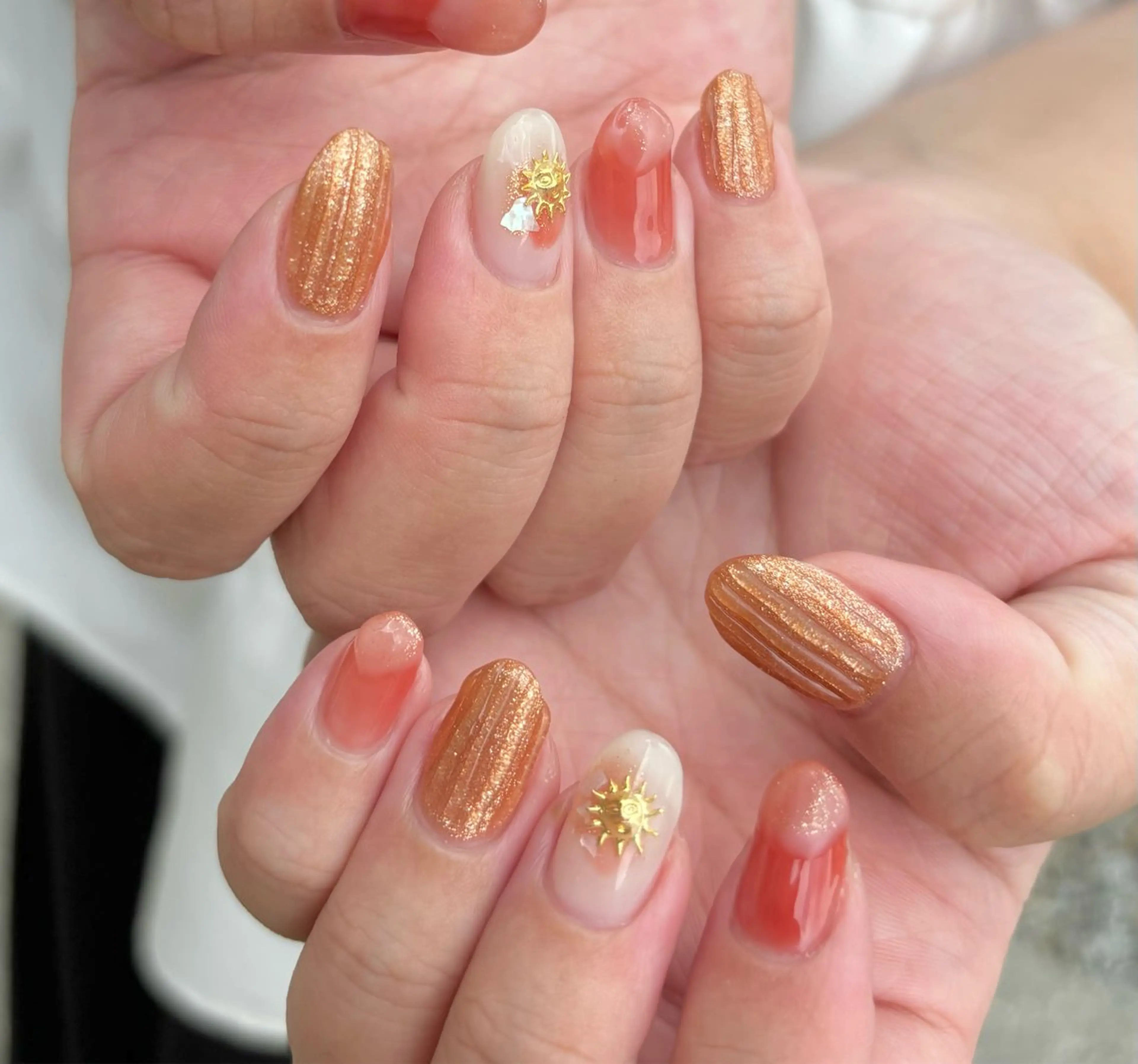 ネイル オレンジ ハンドネイル Belle ネイル& ホワイトニングサロンのネイルデザイン