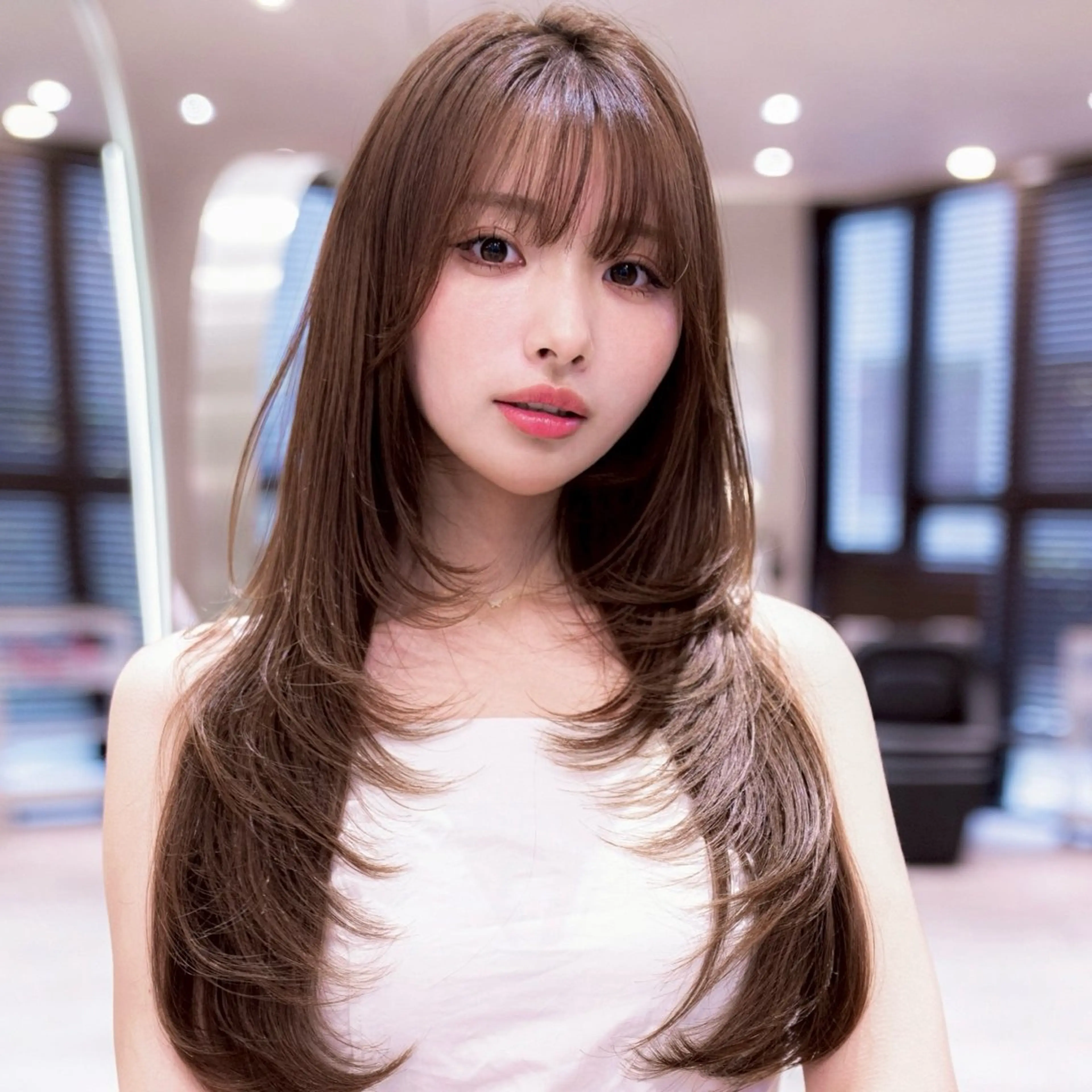 ロング カラー 韓国風ヘア レイヤーカット 小顔カット カット ヘアカラー 渋谷/韓国レイヤー/ 艶カラー/nanoのヘアスタイル