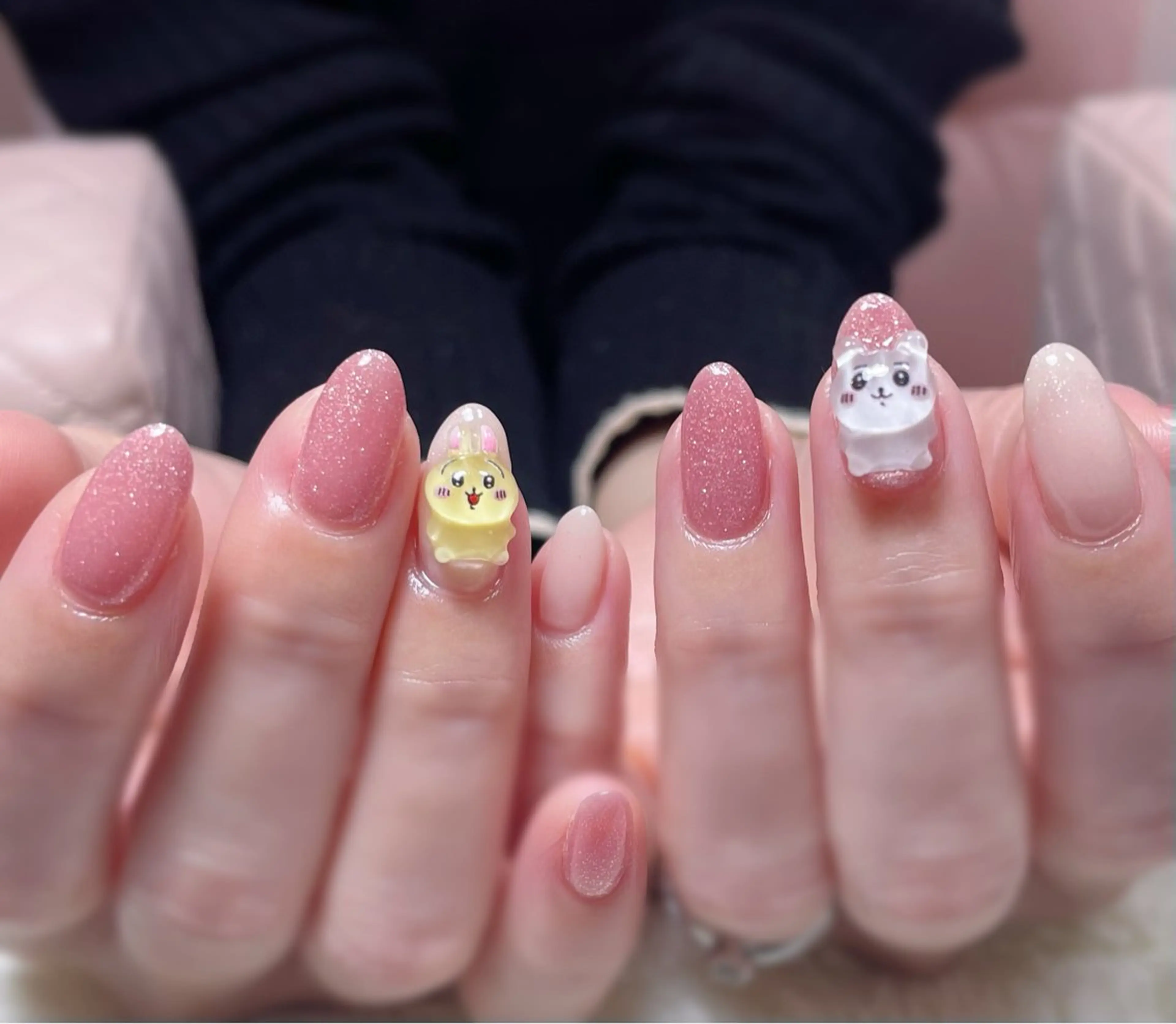 ネイル ラメ(グリッター) ピンク 春ネイル ハンドネイル Chicchi 加茂宮駅徒歩3分のネイルデザイン